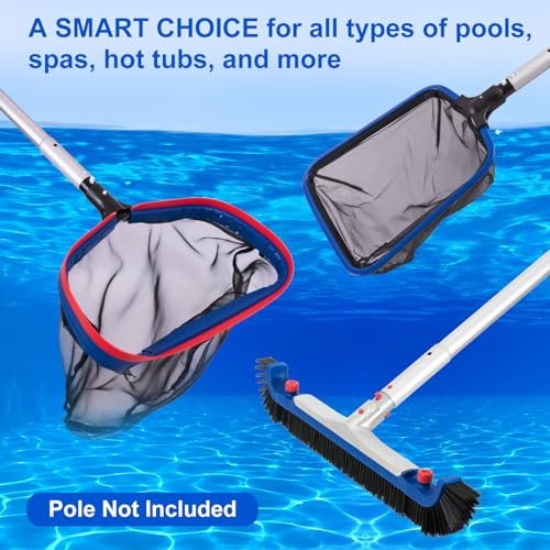 Deluxe Swimming Pool Cleaning Kit Including 20 » Pool Brush Head & Heavy Duty