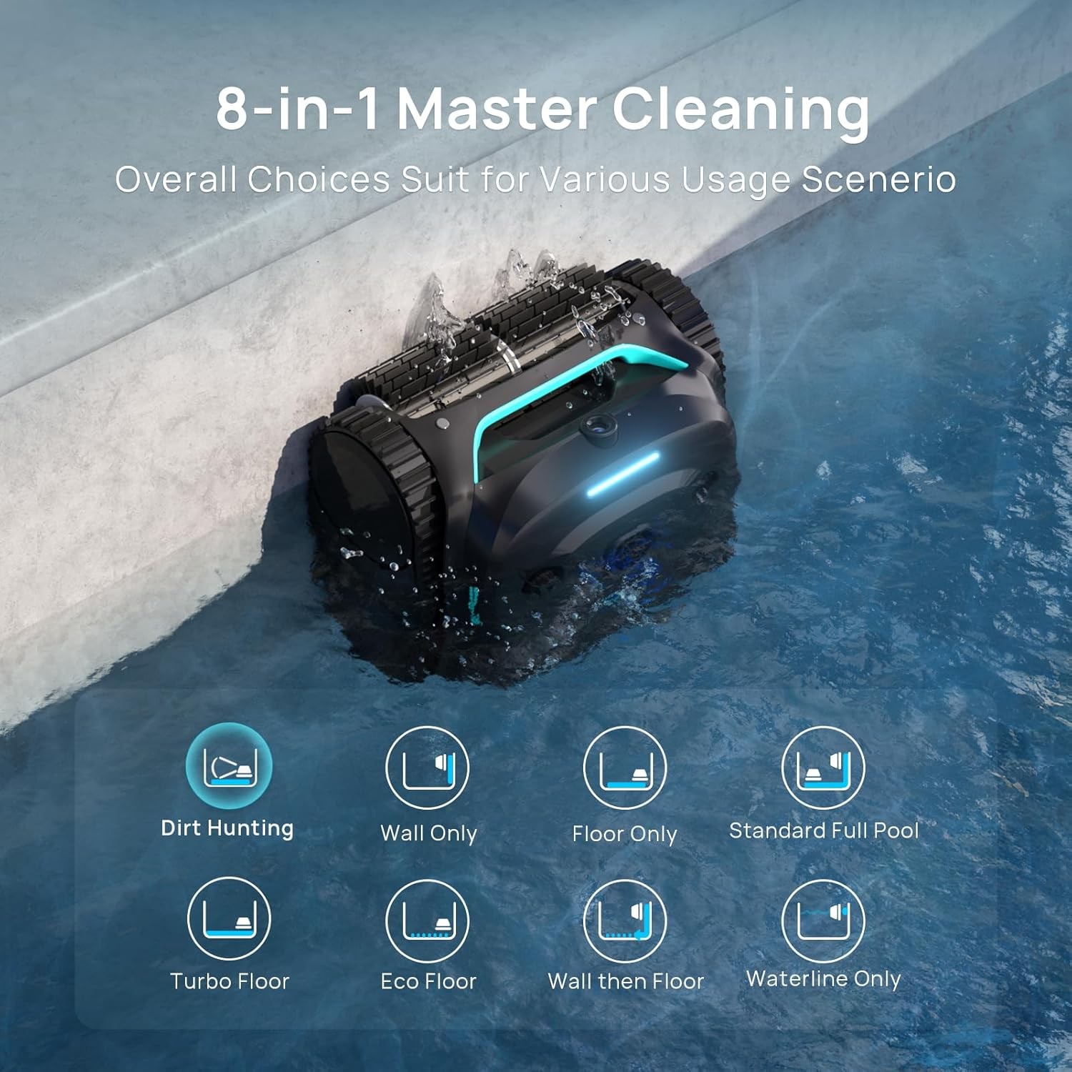 AI Camera Cordless Pool Vacuum Robot for Black & Green