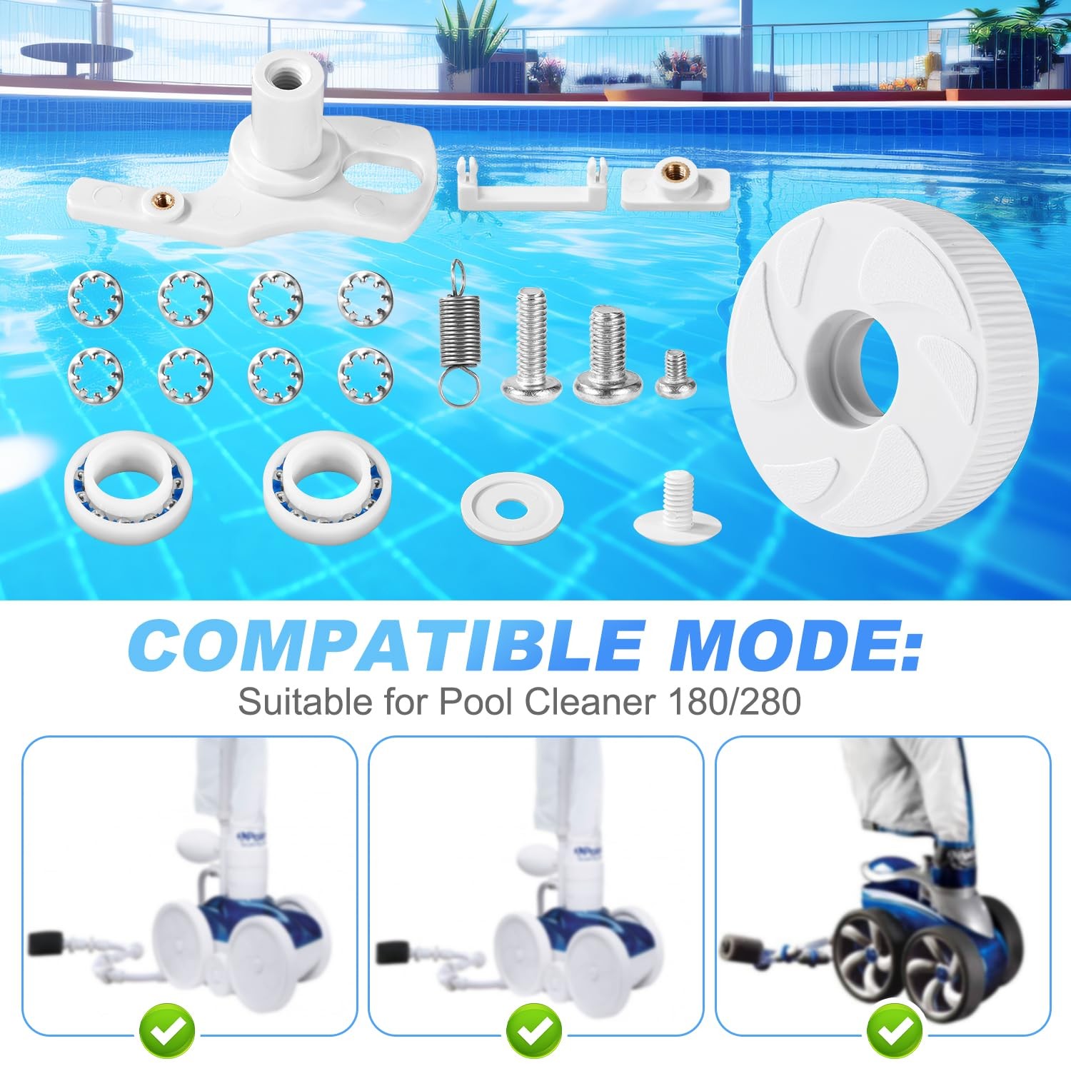 Pool Cleaner Idler Wheel Replacement Kit for Polaris 280 180 ABS Metal C16 C36