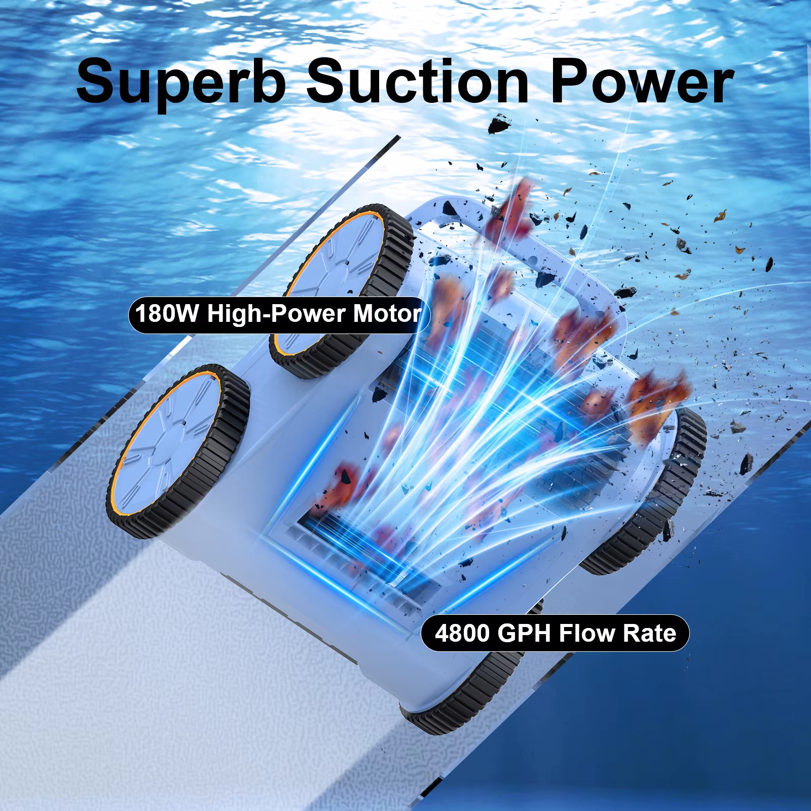 Pool Vacuum up to 180 Mins Run Time, Robotic Pool Cleaner above Ground for Ingro