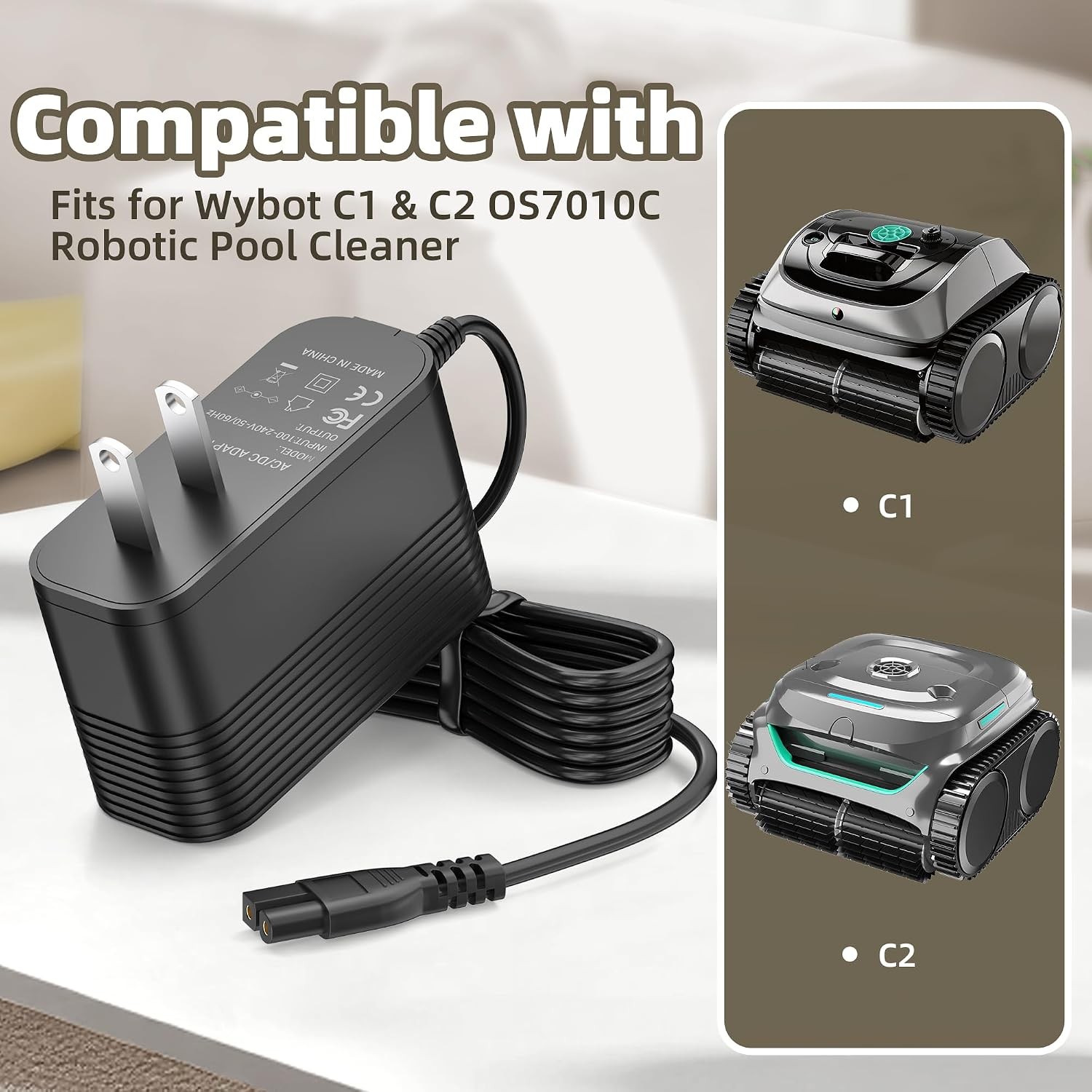 2V WYBOT C1 & C2 Cordless Robotic Pool Cleaner Charger Adapter 25.2V Power