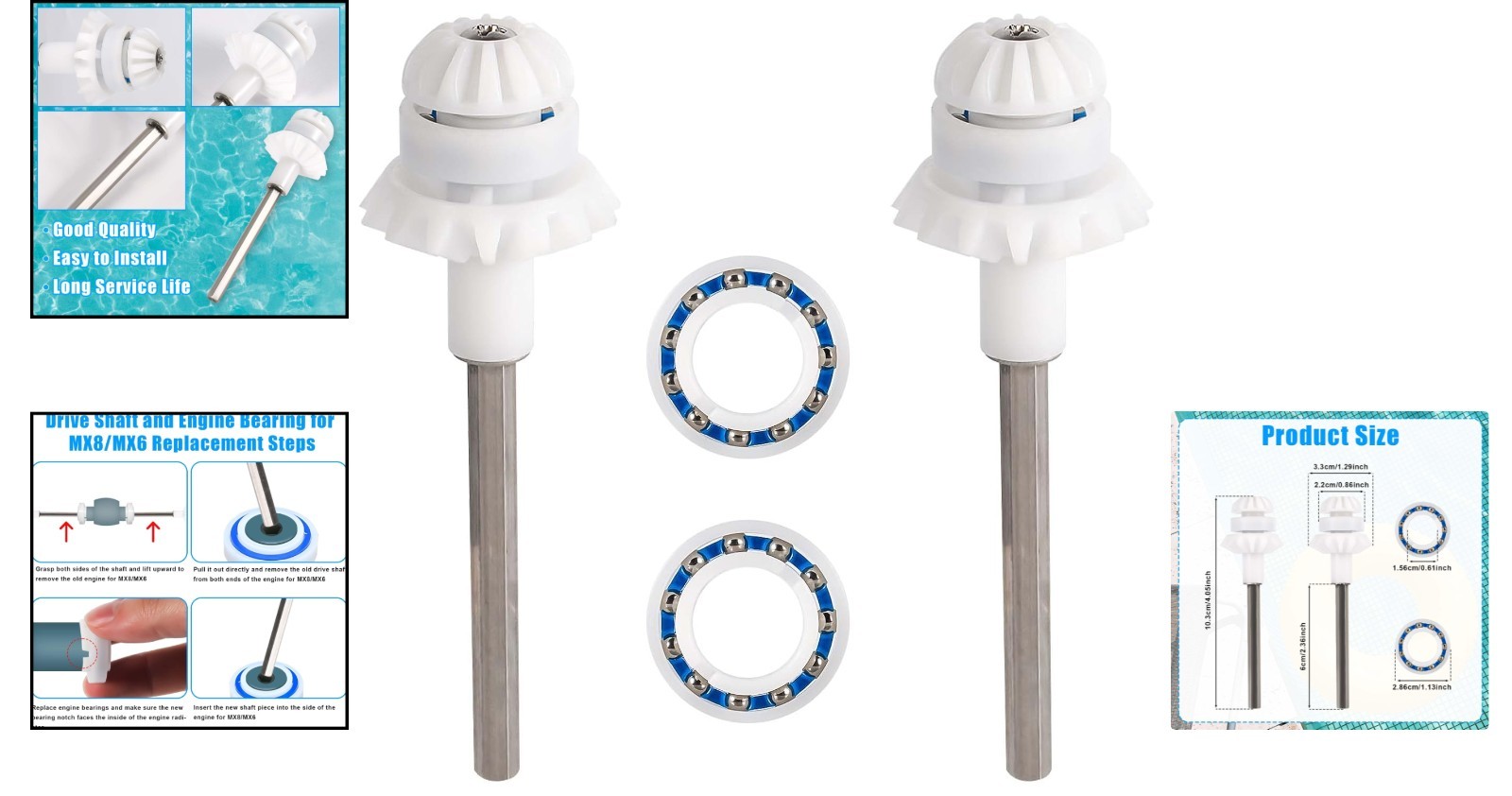 ABS Drive Shaft Set for Zodiac MX8EL/MX6EL Pool Cleaners – Easy Install