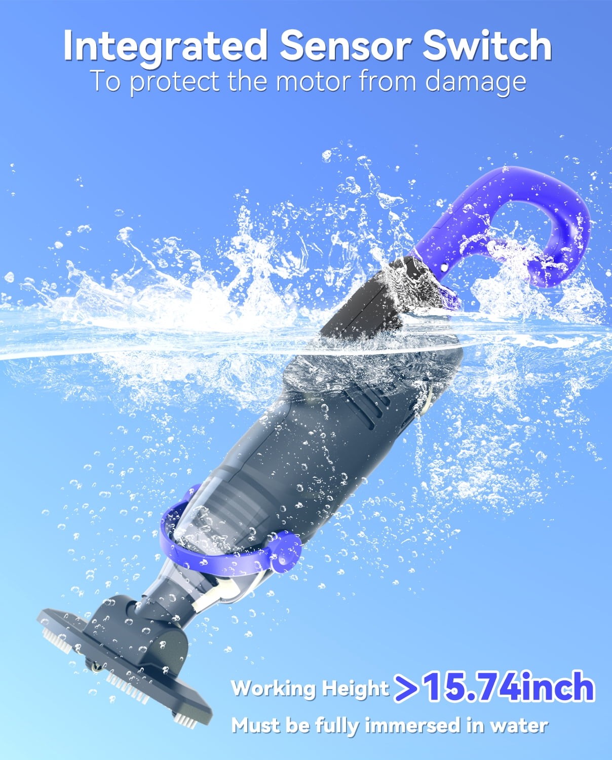 Nichro Cordless Pool Vacuum Cleaner, 60W Suction, Handheld with 63-Inch Pole, 18