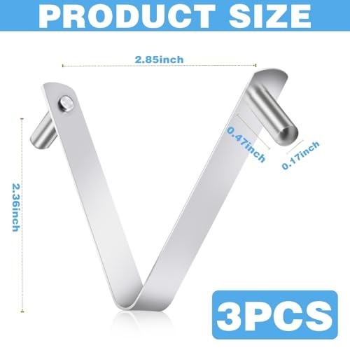 3Pcs Pool Brush Clips V-Shaped Stainless Steel Clips for Poles Skimmers Spa Tool