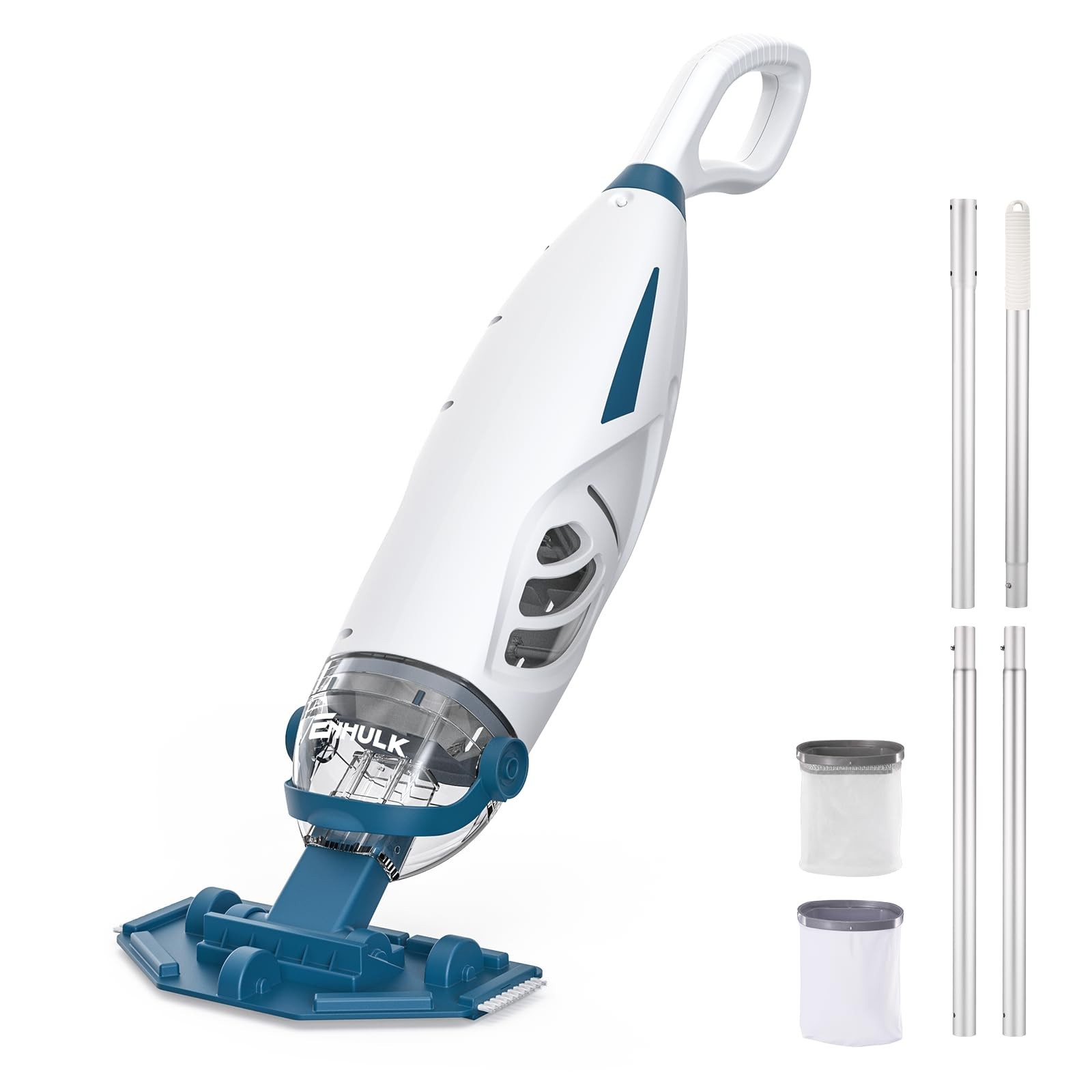 Cordless Pool Vacuum with 6&prime; Pole, 26.5 GPM Suction, 1H Runtime, 2 Filters – Ide