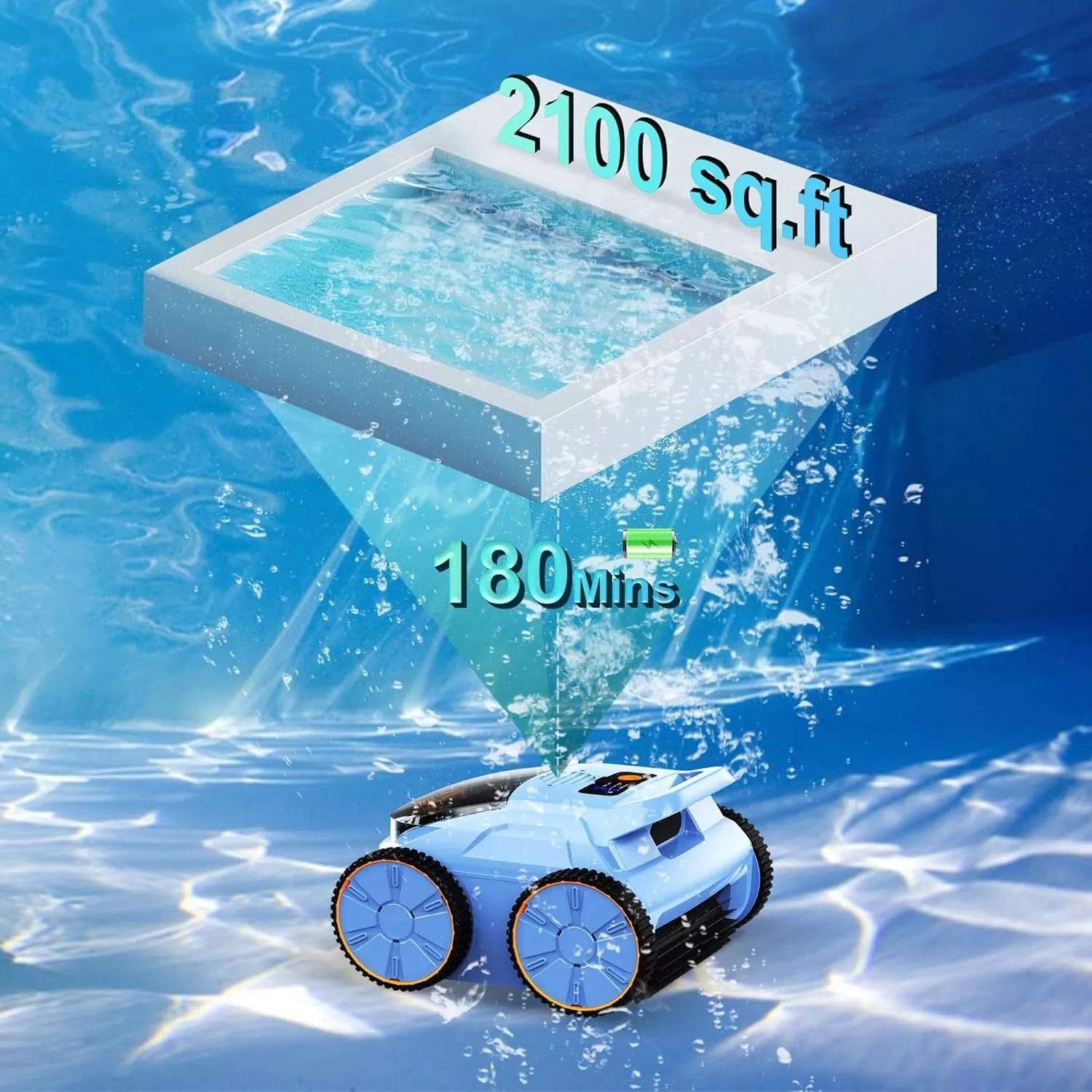 Cordless Robotic Pool Cleaner Pool Vacuum for Inground Pools Up to 2150 Sq.ft