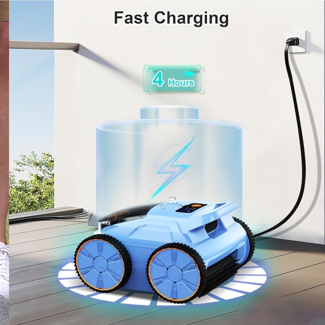 ZYERCH 2025 Upgrade Pool Vacuum Robotic Cleaner Wall Climbing Pool – Dark Blue