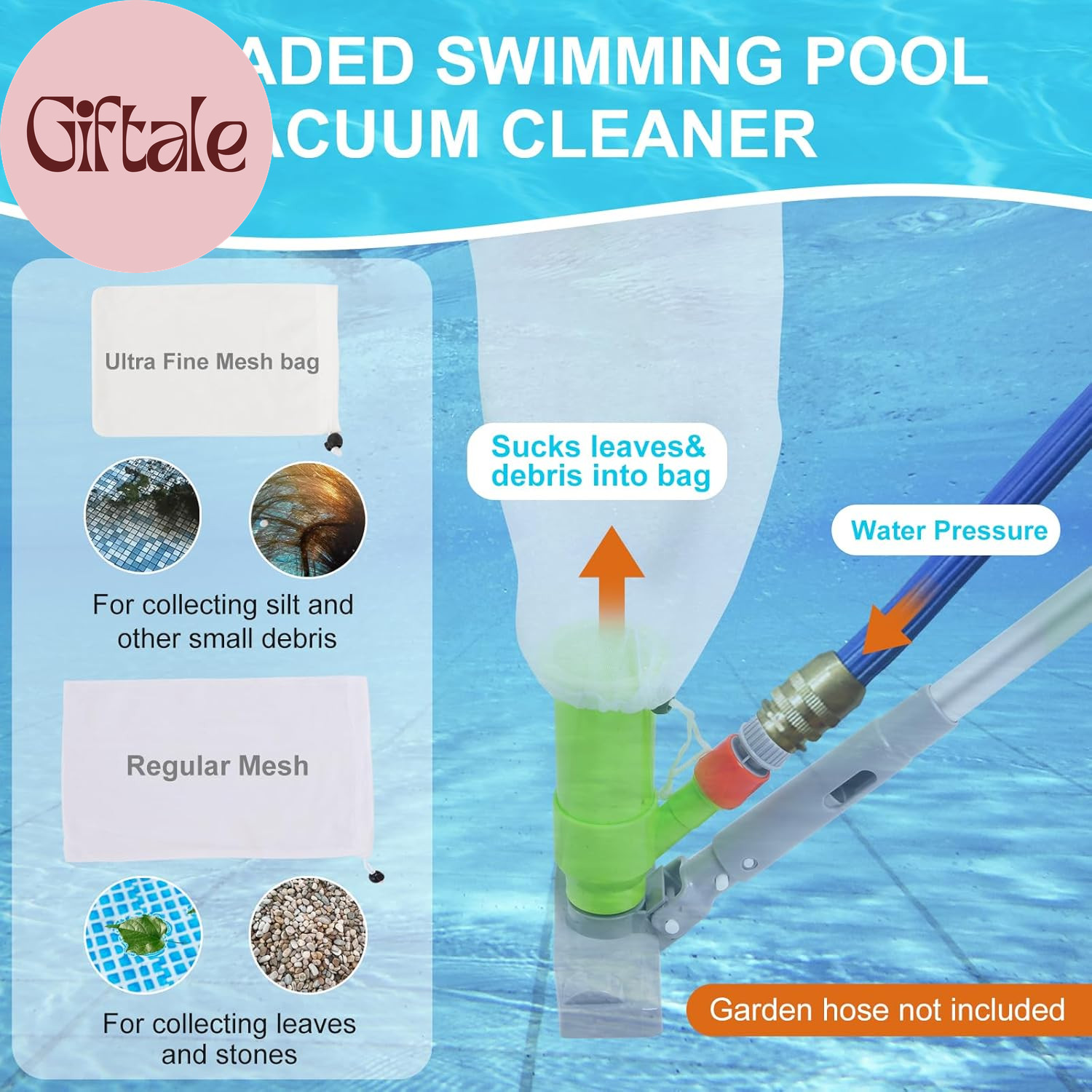 Deluxe Swimming Pool Cleaning Kit with Spa Jet Vacuum Cleaner,Brush, Semi-Deep S