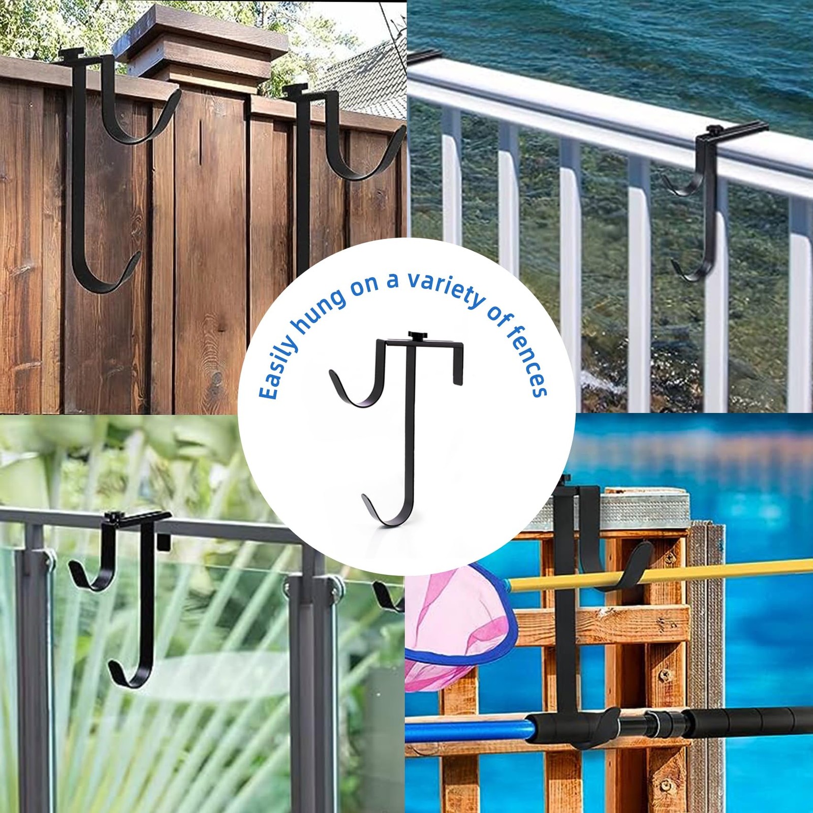 Adjustable Pool Fence Hooks Hanger Metal Pool Pole Holder For Hose Accessories