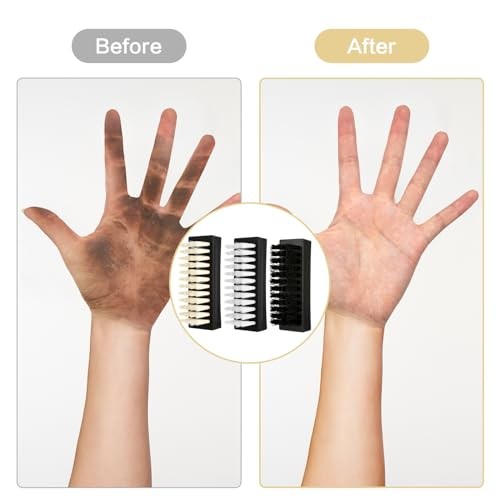 Amaxiu Hand Nail Brush for Fingernails – 3 Pack – Black + Yellow + White