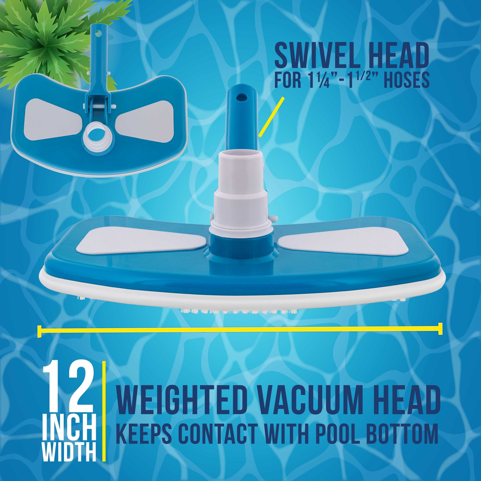 U.S. Pool Supply Deluxe Weighted Pool Vacuum Head, Protection Bumper, Liners