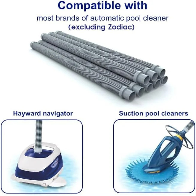 Poolvio Professional Swimming Pool Vacuum Cleaner Hose -1.5&Prime; 8 Piece Hoses for P