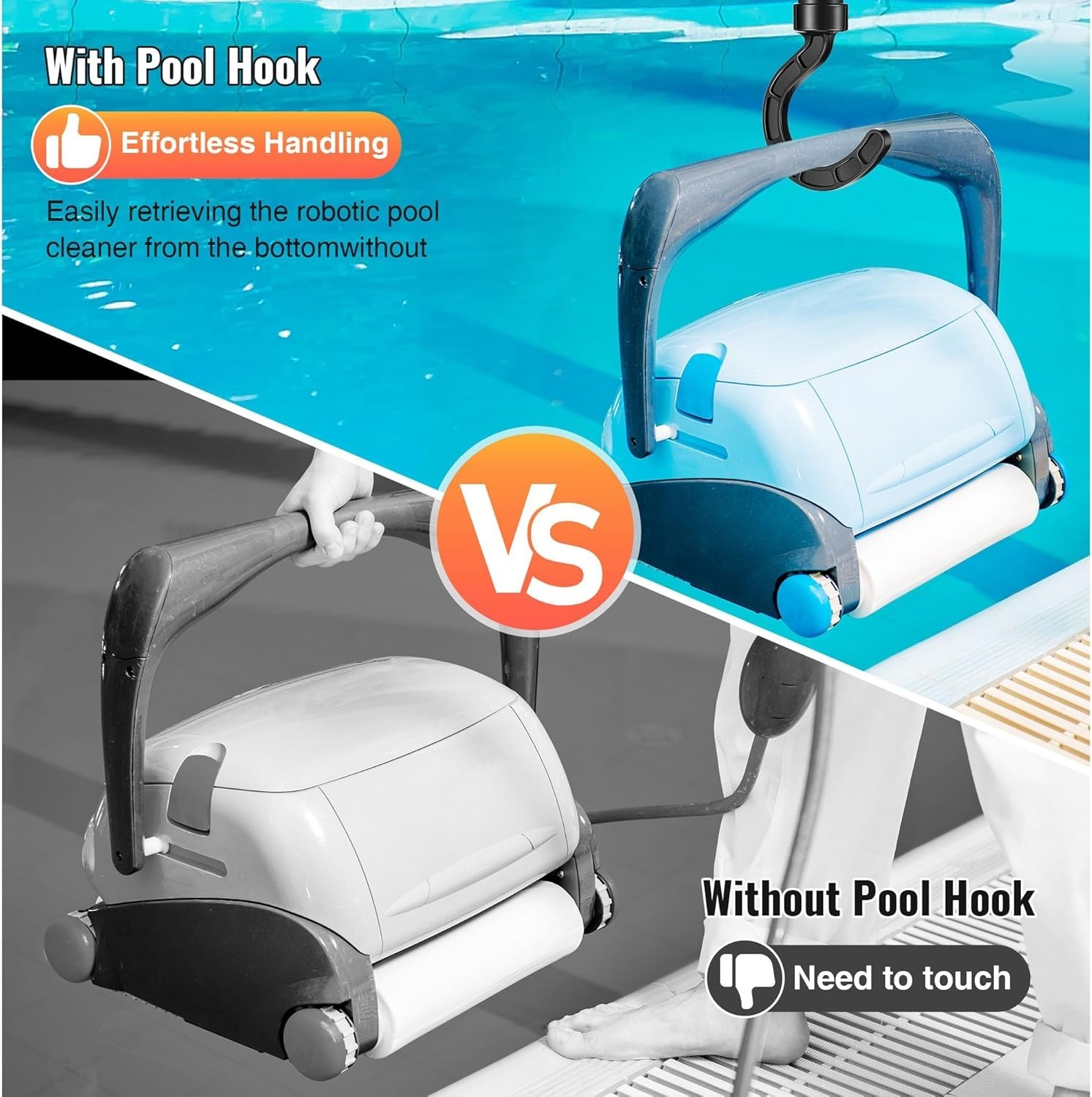 Universal Pool Hook for Robotic Cleaners – Effortless Retrieval Tool