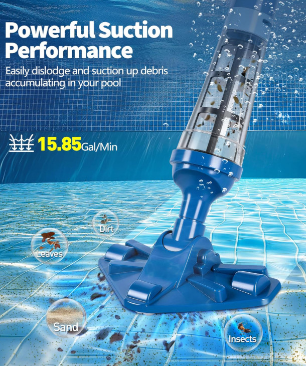 Aspiradora inalámbrica para spa y piscina, 90 min, 15,8 GPM, sensor de agua.