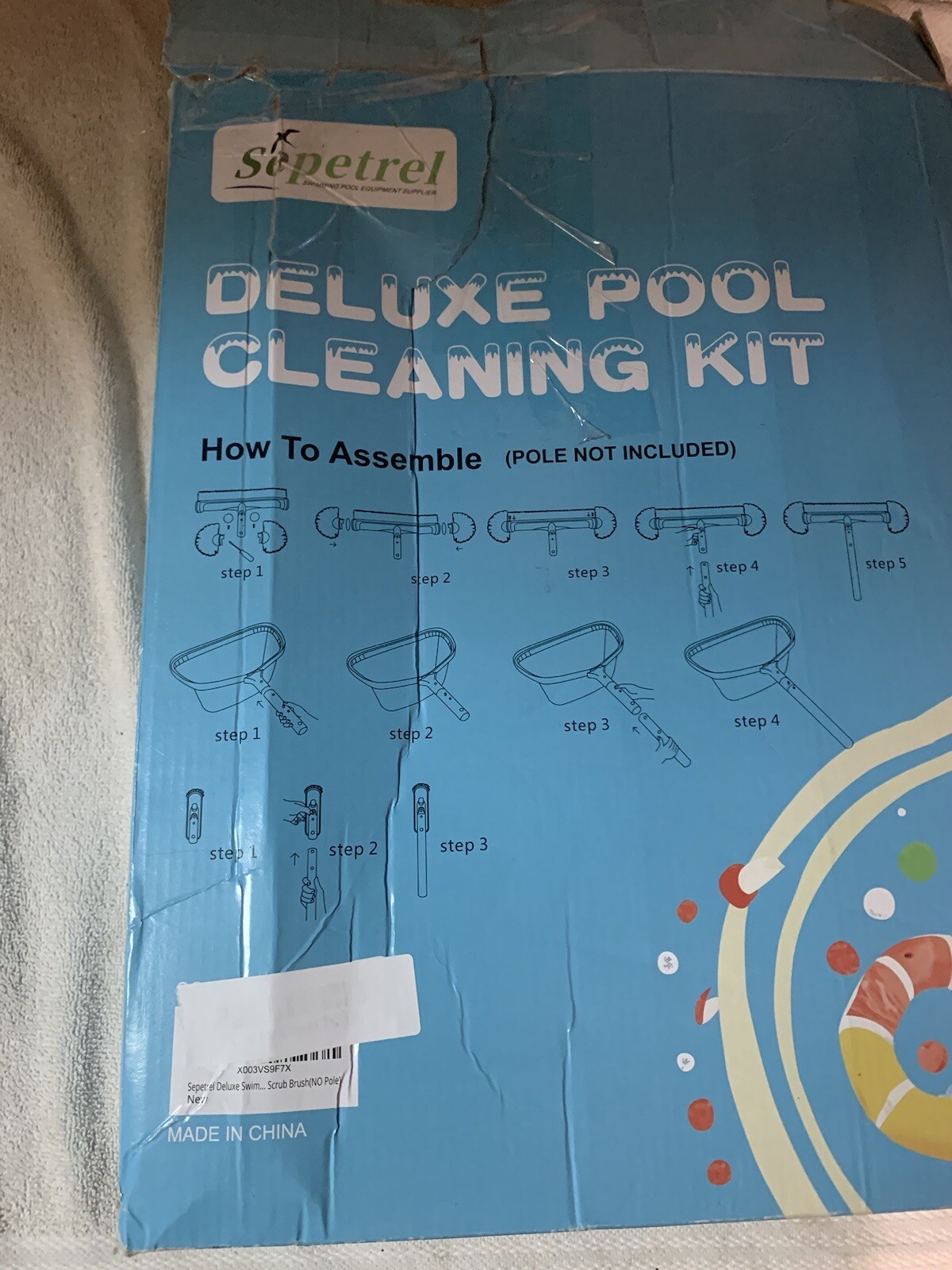 Deluxe Pool Cleaning Kit Leaf Skimmer Net Fine Mesh Net 17.5 Brush Head & Hand