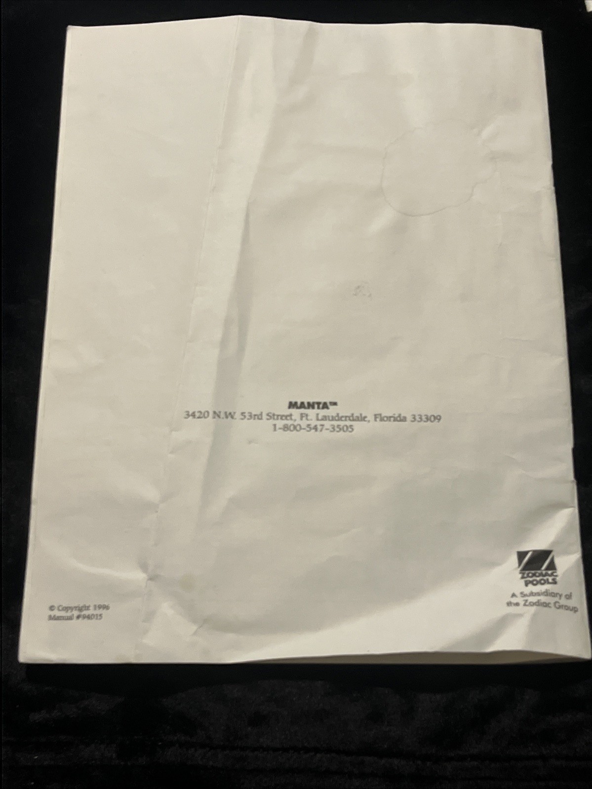 MANTA Above Ground Automatic Pool Cleaner User Manual Instructions Guide
