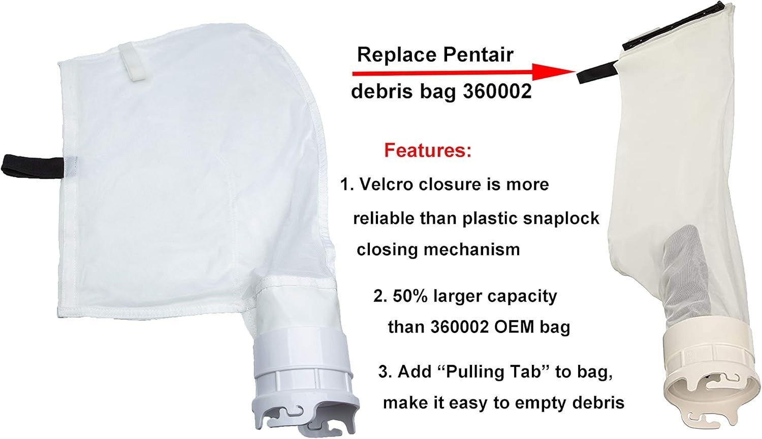 Pool Cleaner Fine Mesh Bag with Hook and Loop Fastener Enclosure Compatible w…