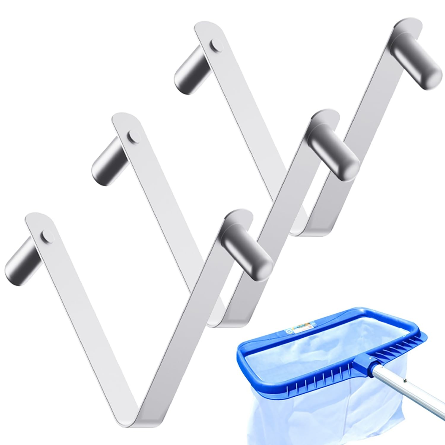 3 PCS Pool Brush V-Shaped Clip,Stainless Steel Universal Pool Pole Butterfly …