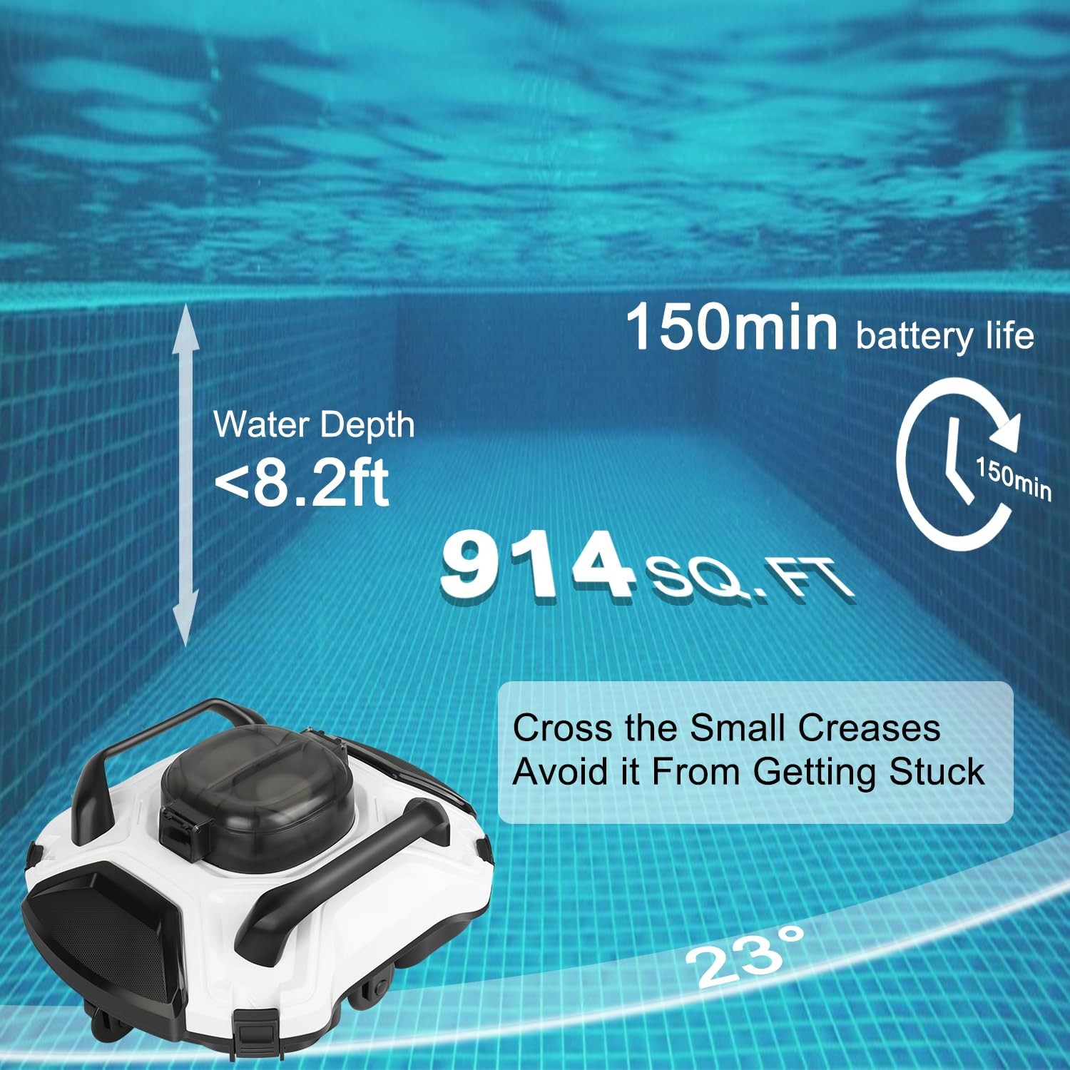 (2026 Upgrade) Cordless Robotic Pool Cleaner 150 Mins Runtime, Automatic Pool…