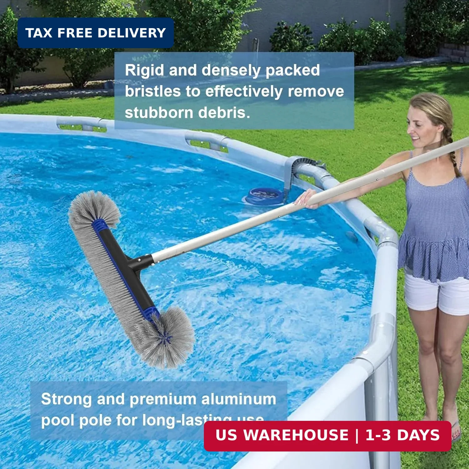 Poolvio 5-in-1 Pool Cleaning Kit – Includes Semi-Deep Skimmer Net, Aluminum Leaf