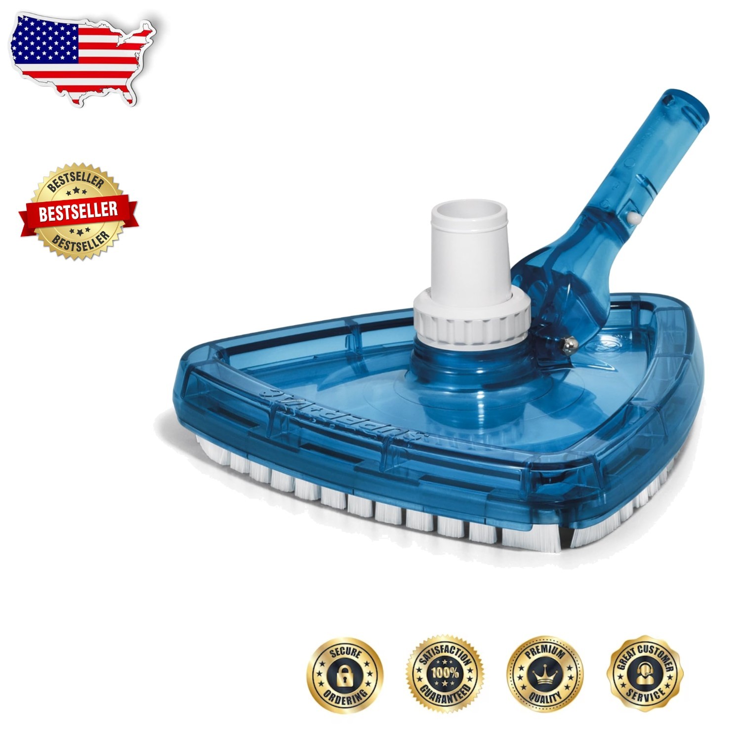 SP1068 Pool Vacuum Head Blue 2.8lb See-Thru 360 Swivel Connector