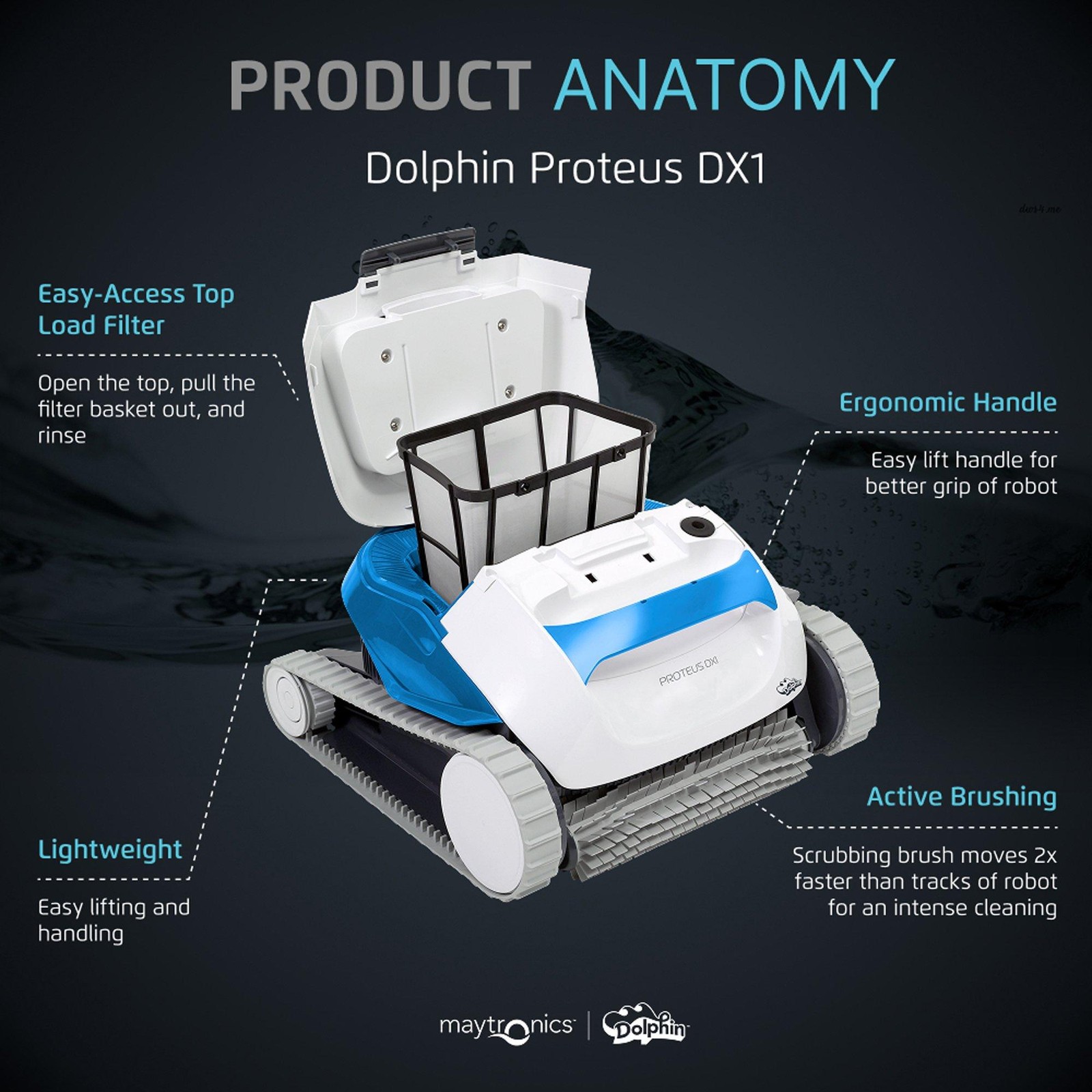 Dolphin Proteus DX1 Robotic Above Ground Pool Cleaner 99996136-DX1