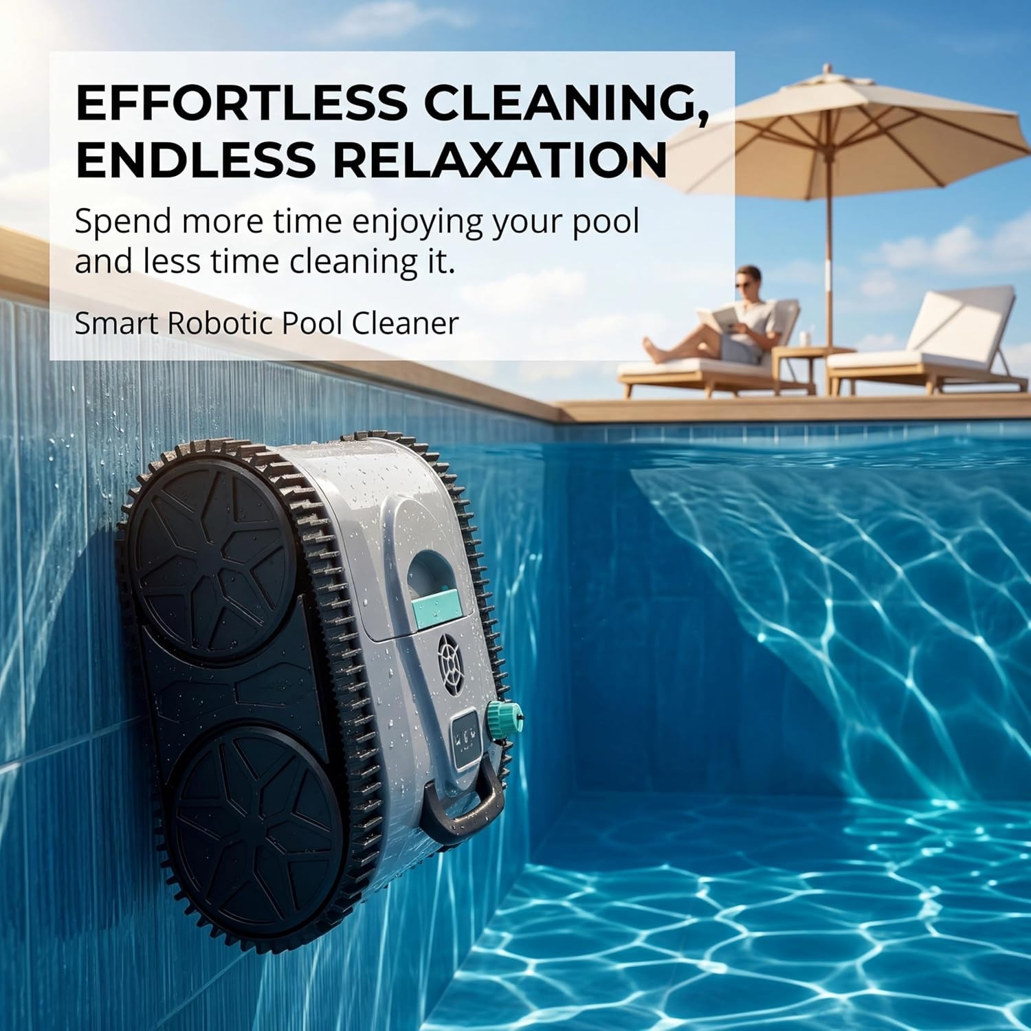 Hinice Cordless Pool Cleaner Robot for Wall & Waterline – PC03 3200sqft 120 mins