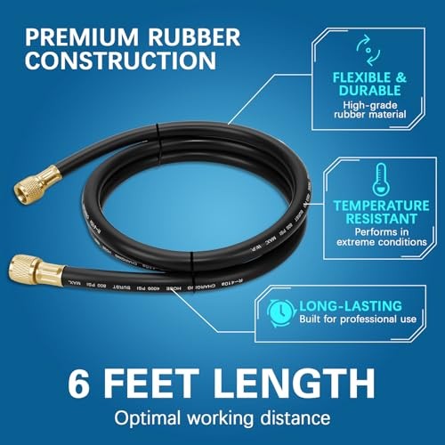 2026 Upgraded HV1-3/8&Prime; HVAC Vacuum Hose,Standard 3/8&Prime;×3/8&Prime; Flare Fittings,6