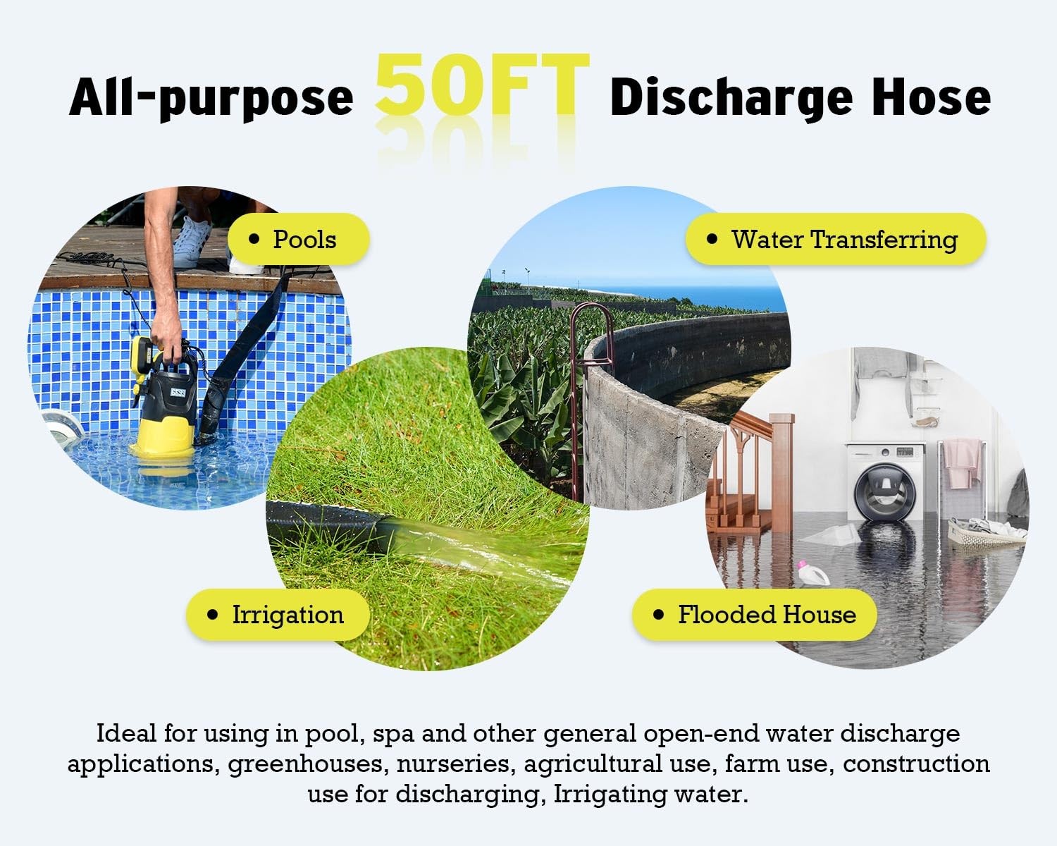 6699 Discharge Hose 1-1/2-Inch by 50-foot Sump Pump 1-1/2inch x 50FT, Black