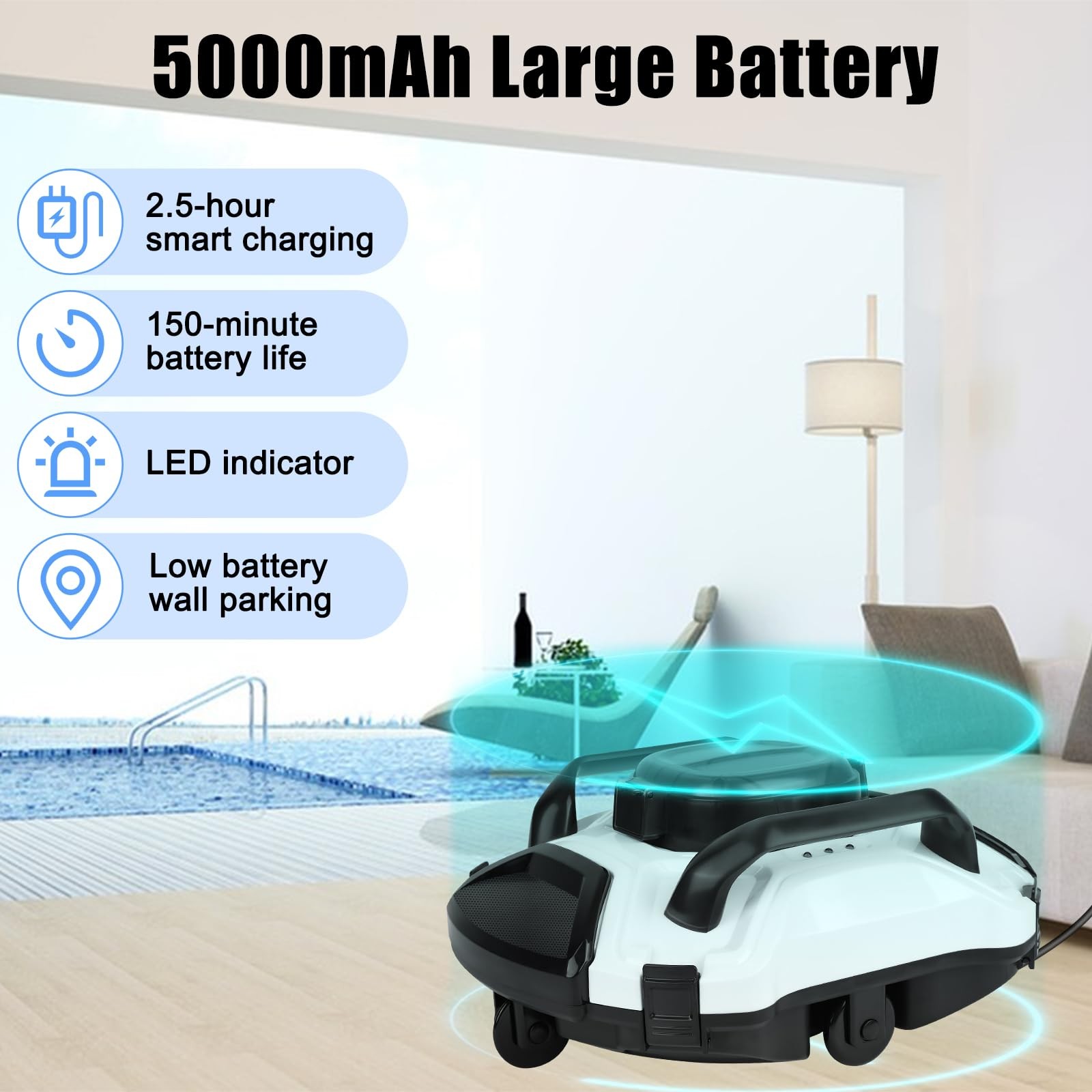 (2026 Upgrade) Cordless Robotic Pool Cleaner 150 Mins Runtime, Automatic Pool…