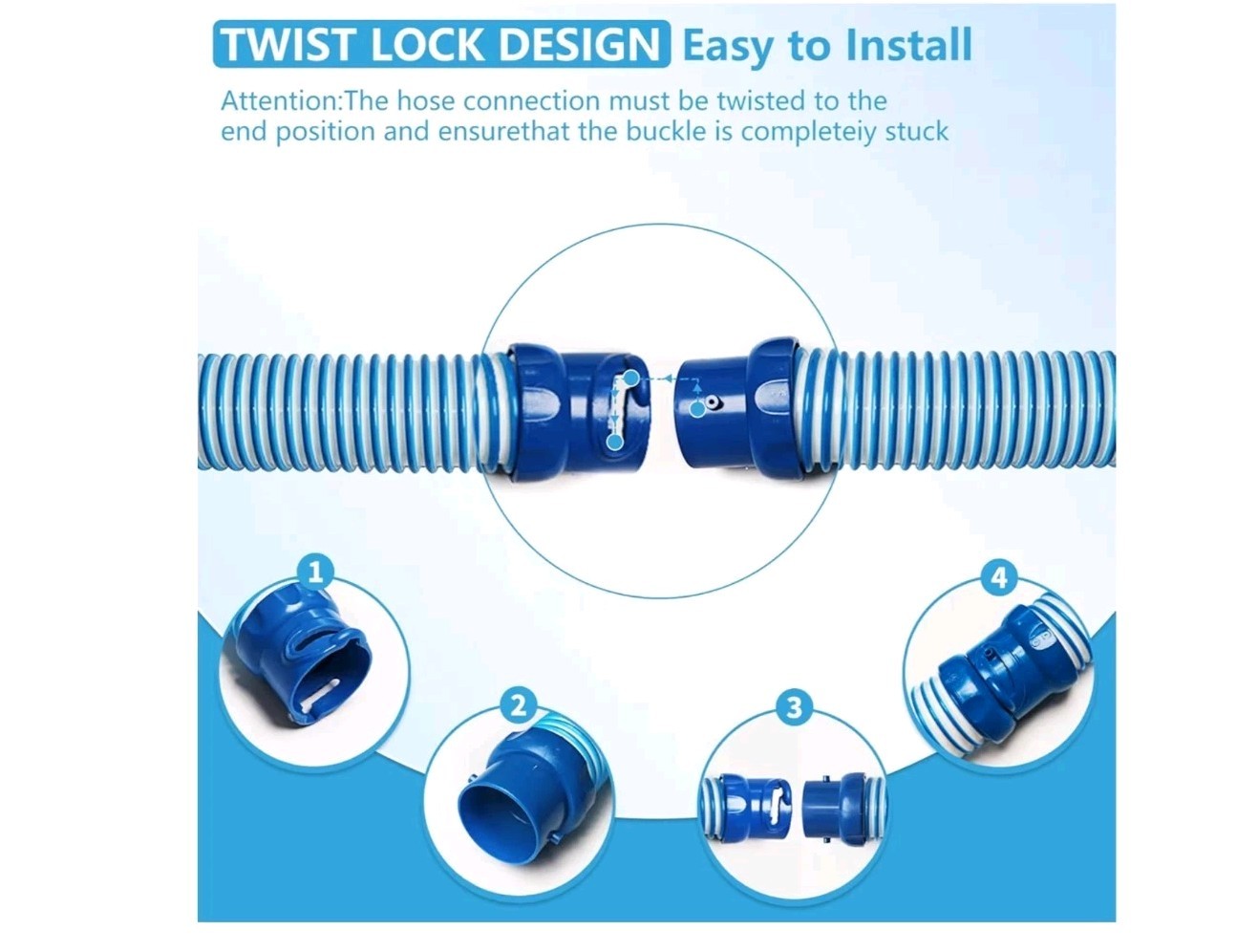 5-Pack 39&Prime; Pool Cleaner Hose for Zodiac MX6 MX8 X7 T3 T5 R0527700 Twist Lock