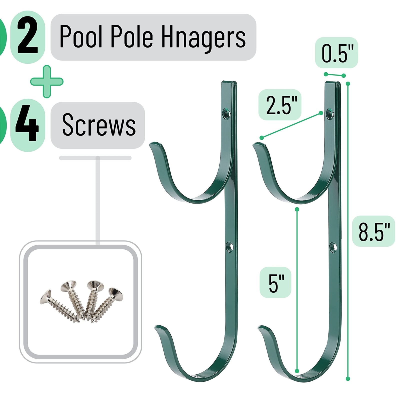 Pool Pole Hanger 2 Pack, Pool Equipment Hooks for Poles and Hose, Accessories