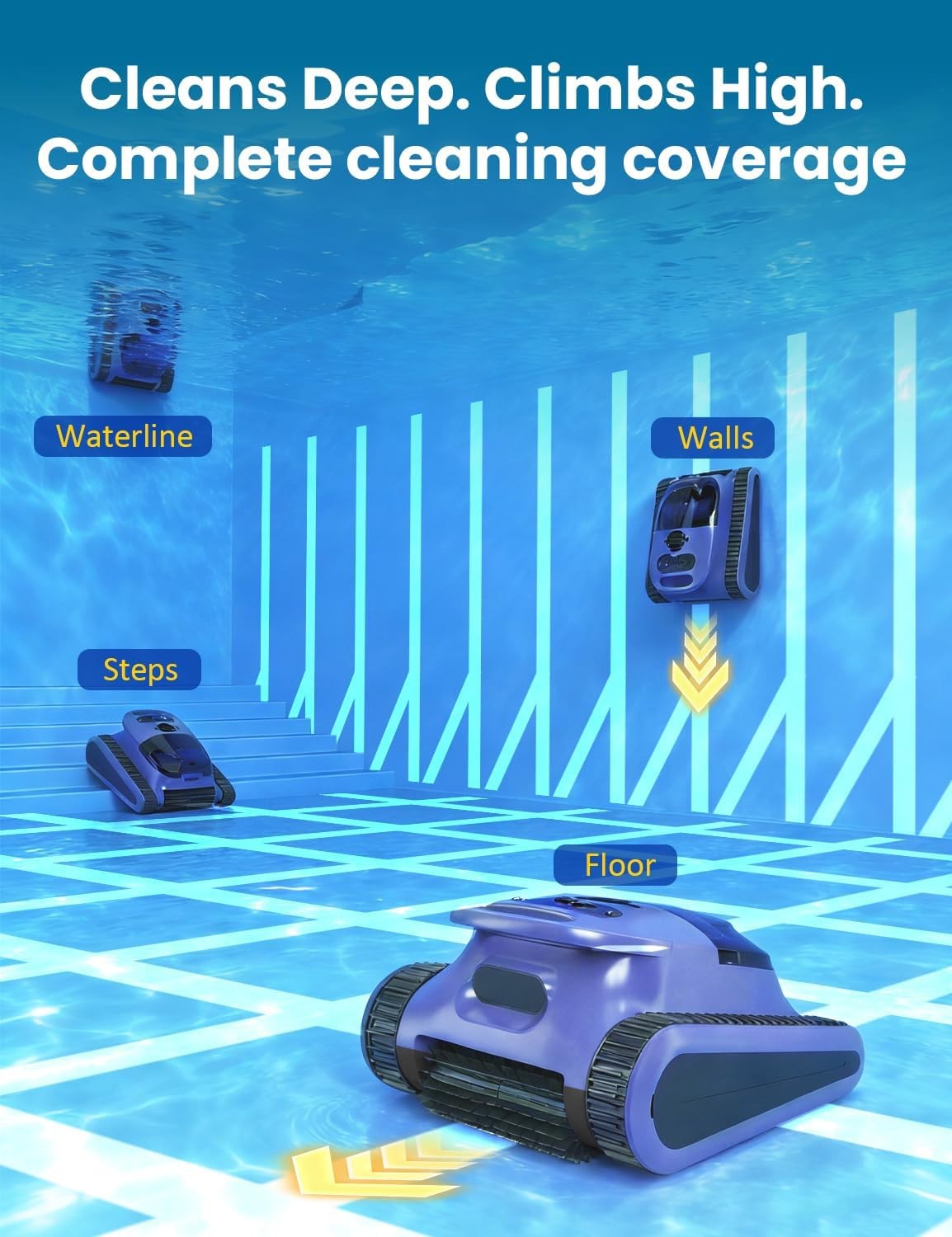 2026 SAT 30 Cordless Robotic Pool Vacuum Cleaner Wall-Climbing & Waterline Clean