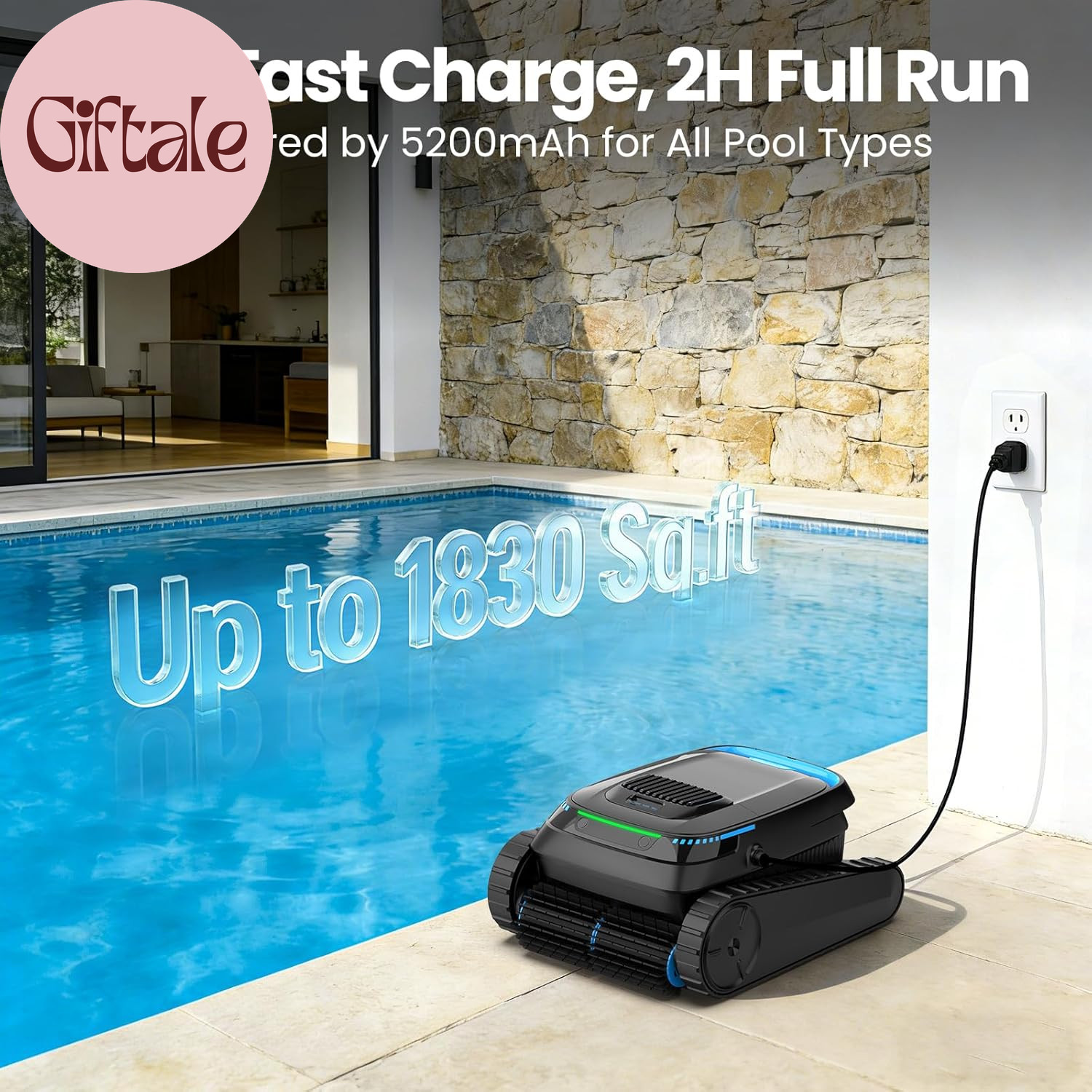 Robotic Pool Vacuum PC10, Cordless Pool Cleaner Robot for Inground & above Groun