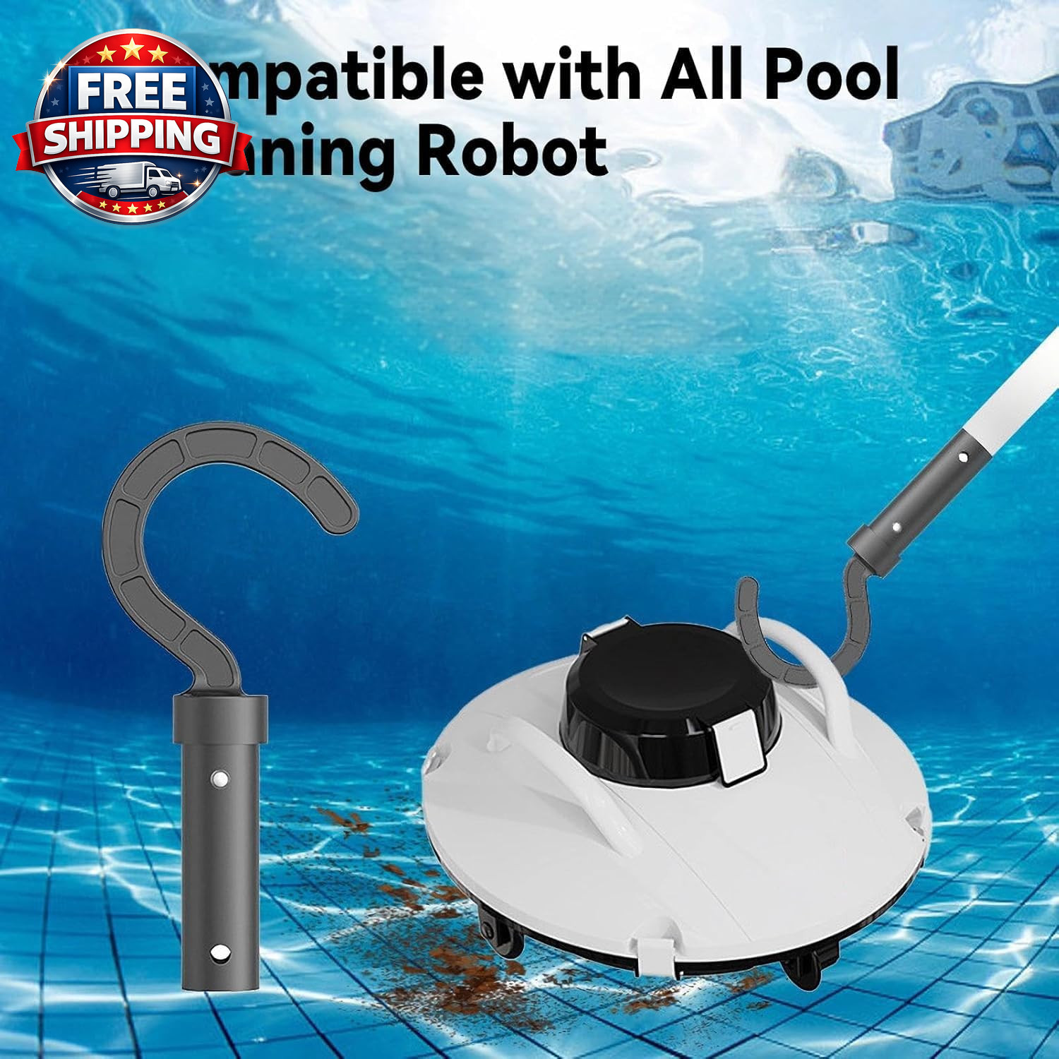 Hook for Robotic Pool Cleaner, Attaches to Telescopic Poles for above Ground and
