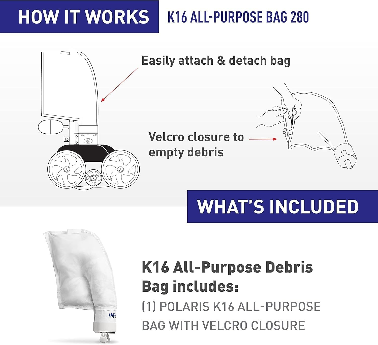 Authentic K13 Debris Zipper Bag for Efficient Pool Cleaning – Fits 280 & TR28P