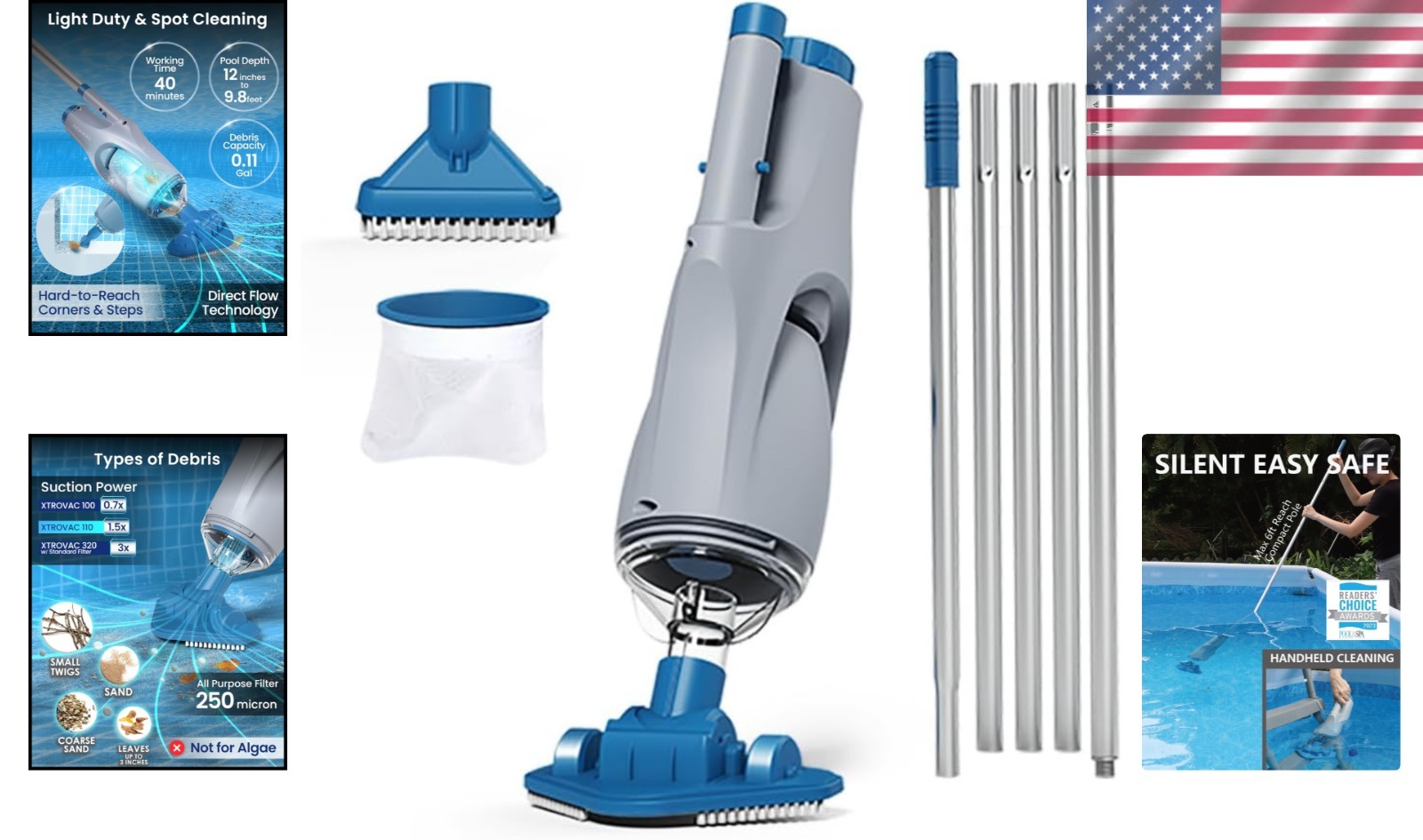 Cordless Handheld Pool Vacuum for Above Ground Poo