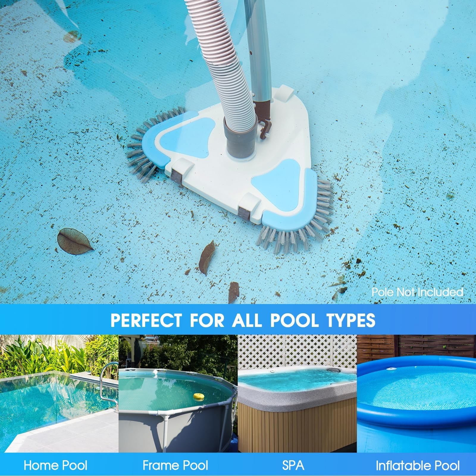 2026 Enhanced TidyMister Pool Vacuum Head with Wheels,Steering Triangle