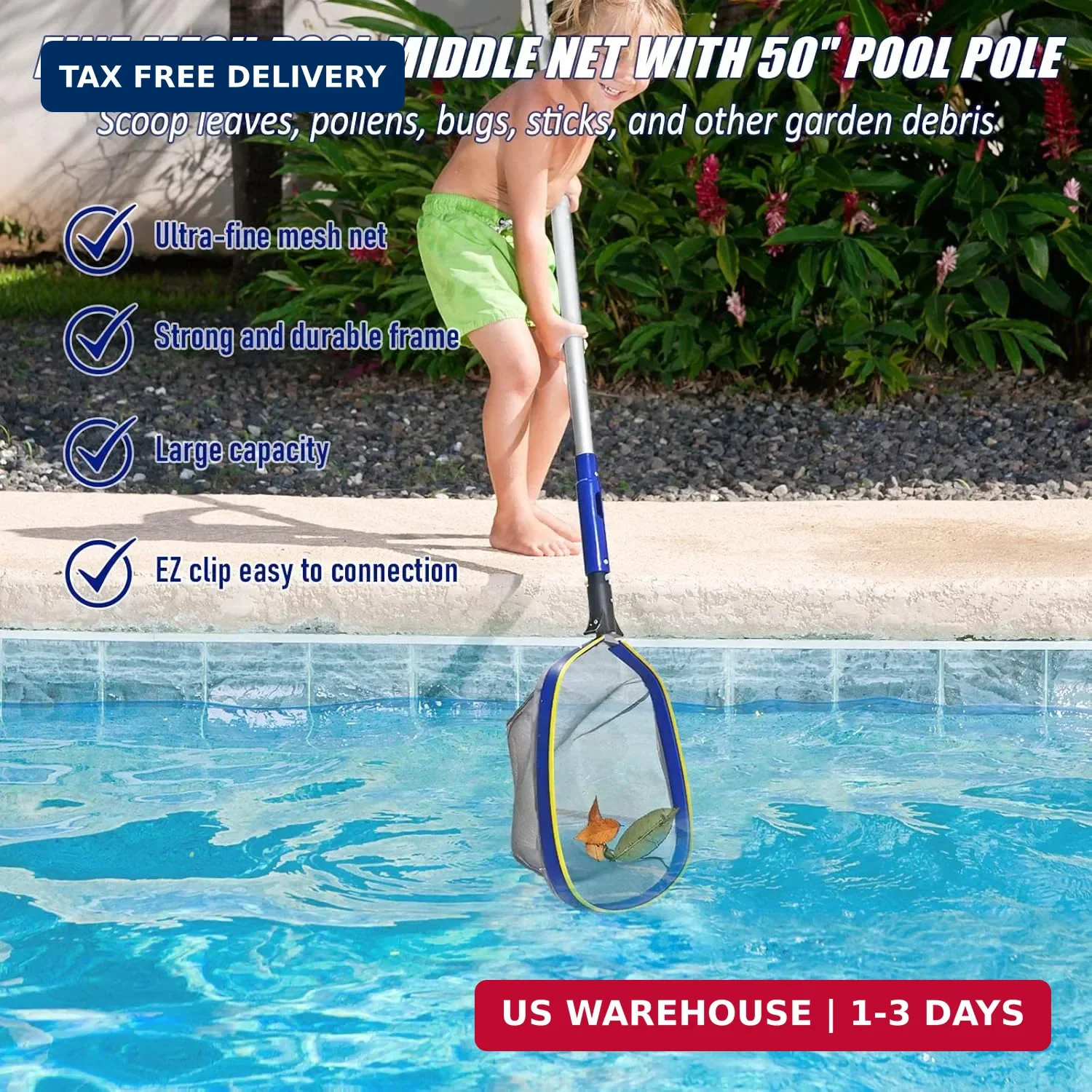 Poolvio Swimming Pool Cleaning Kit, 14 » Brush Head & 50 » Telescopic Aluminum P