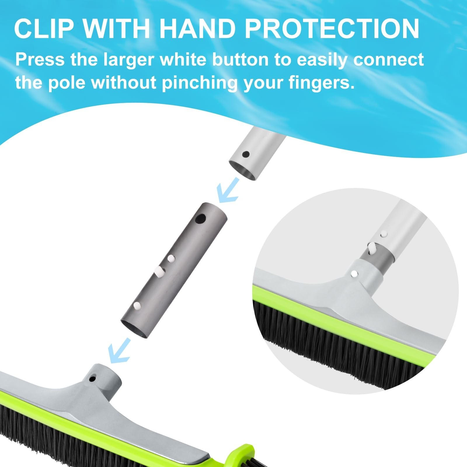 Heavy Duty Pool Brush Head for Inground/Above Ground Cleaning – Curved Ends, Str