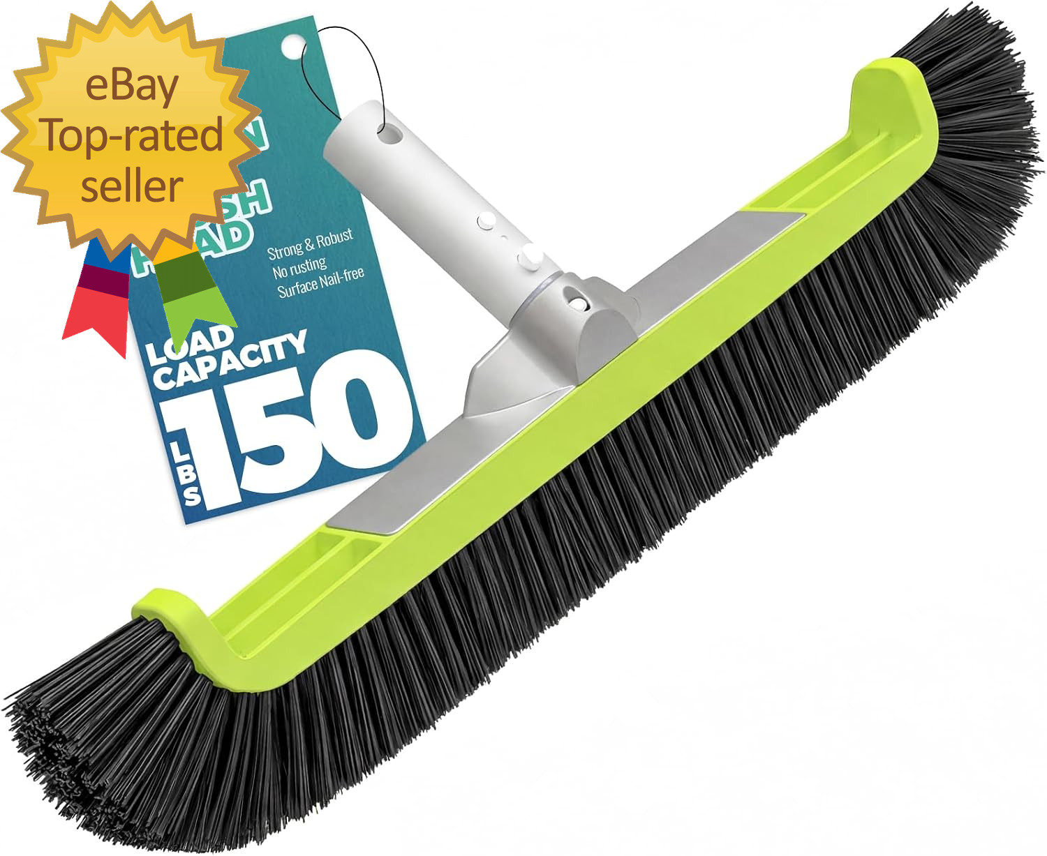 18&Prime; Pool Brush Head for Cleaning Swimming Pool Walls, Curved Ends High-Efficienc