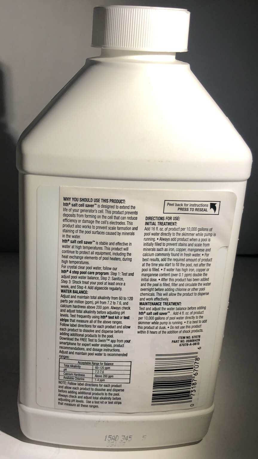 Hth Salt SCell Saver Pool Care 1ea 32 oz blt-SAME DAY SHIPPING