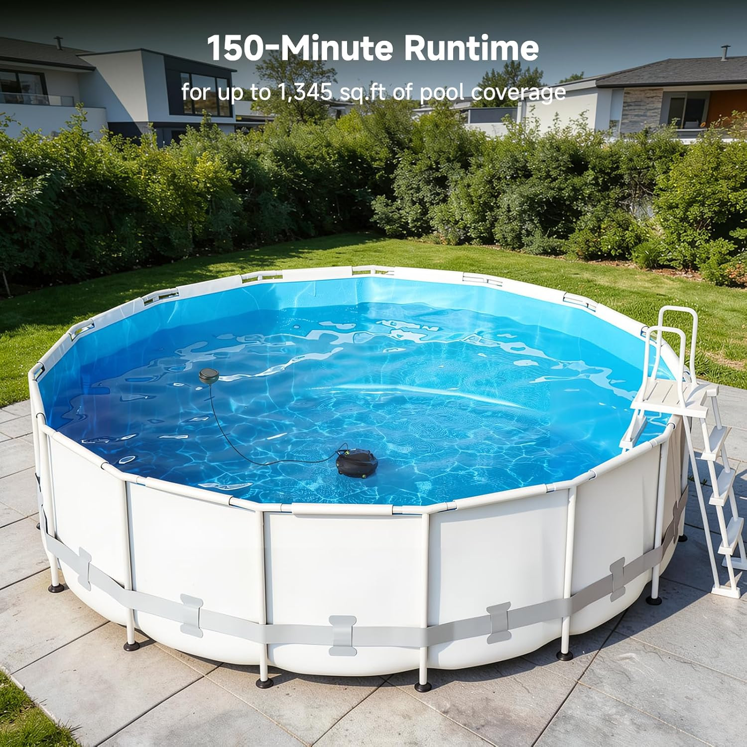PF1 Cordless Pool Vacuum Robot – 150 Min Runtime, Cleans 1345 Sq Ft