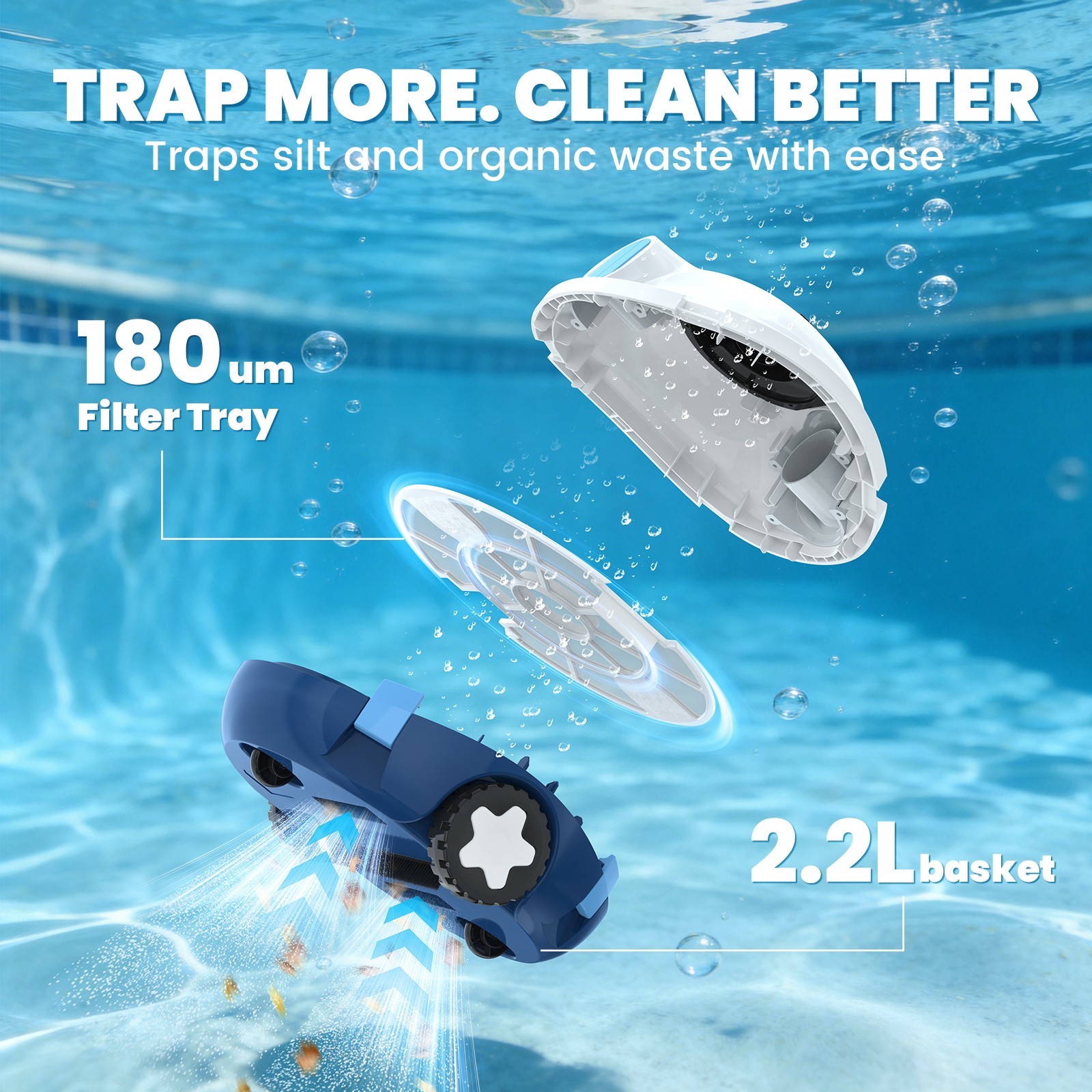 INSE Cordless Robotic Pool Cleaner, 120Mins Long Runtime, IPX8 Waterproof, Smart