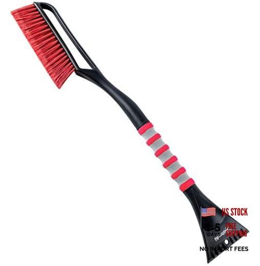 Red 27&Prime; Snow Brush & Ice Scraper with Ergonomic Foam Grip – Detachable