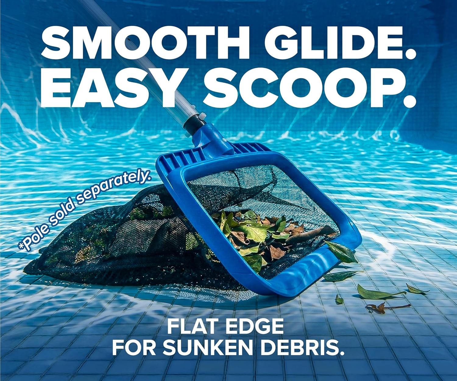 Blue Heavy Duty Plastic Frame Pool Skimmer Net for Leaves Leaf Rake Pool