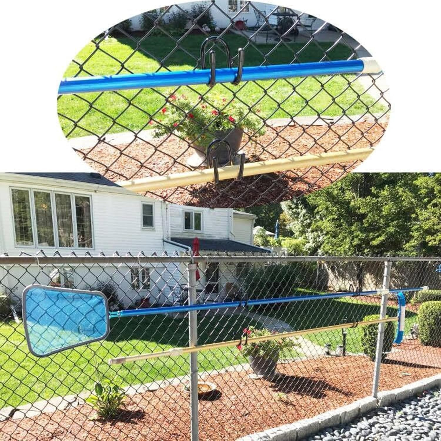 Non Rust Pool Pole Hangers – Ideal Pool Fence or Wall Mount Storage Hooks for Po