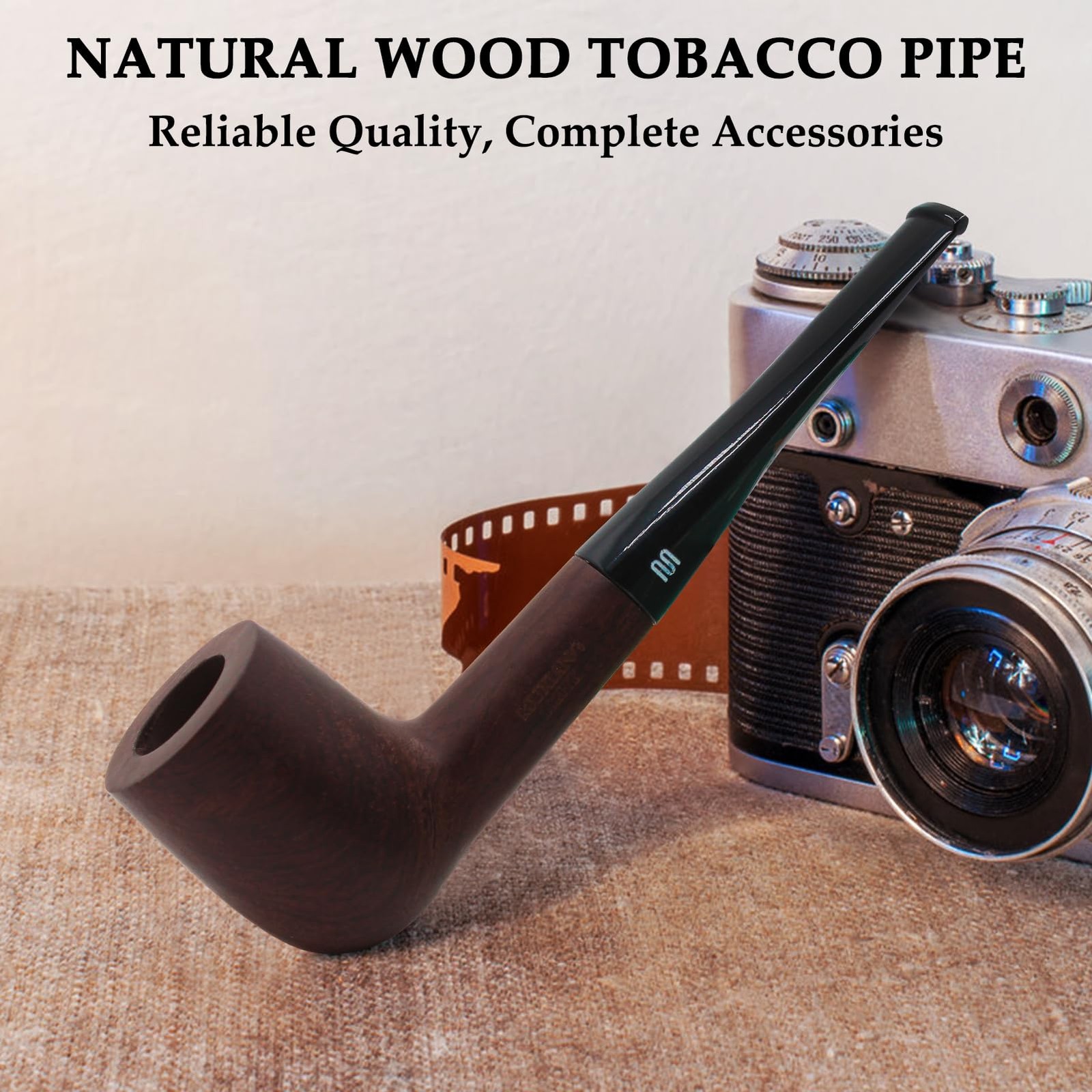 Tobacco Pipe Set,Handmade Wood Smoking Pipe,Pipe Starter Dark Brown