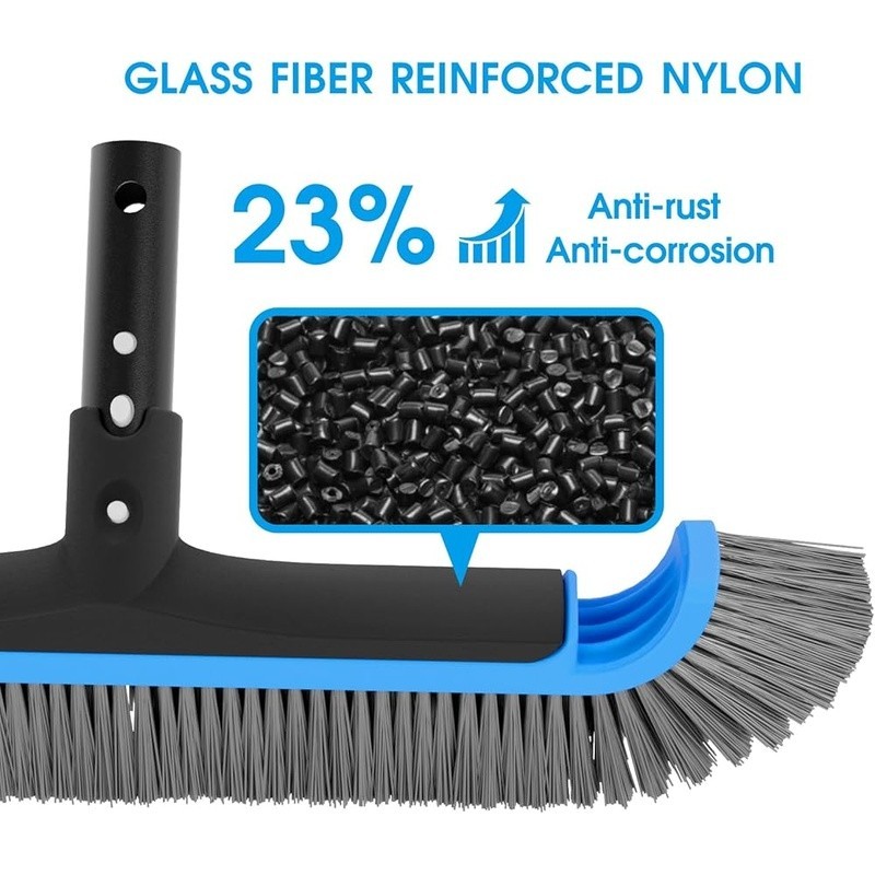 Heavy Duty Pool Brush W/ Adjustable Aluminum Poles Multifunctional Cleaning Head