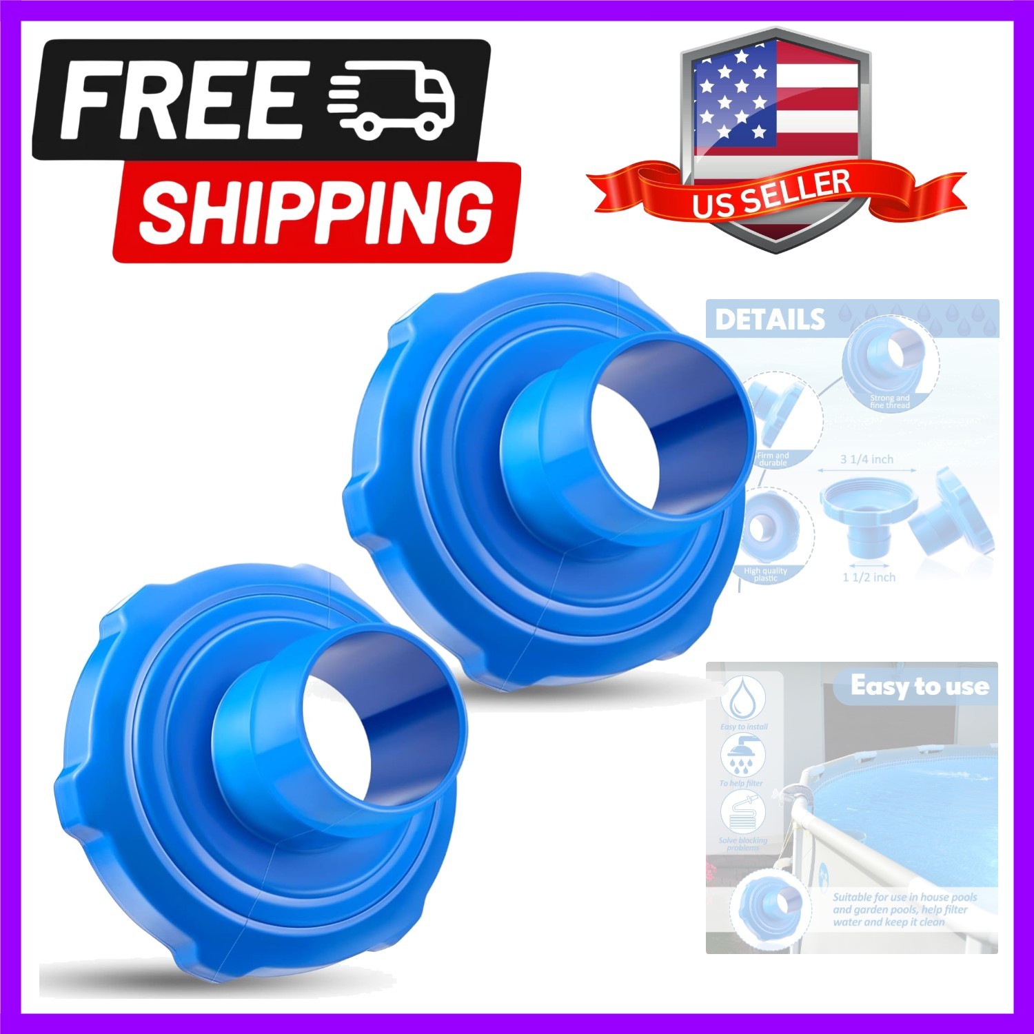 2 Pcs Pool Vacuum Hose Adapter Above Ground Pool Skimmer Vacuum Hose Connecto…